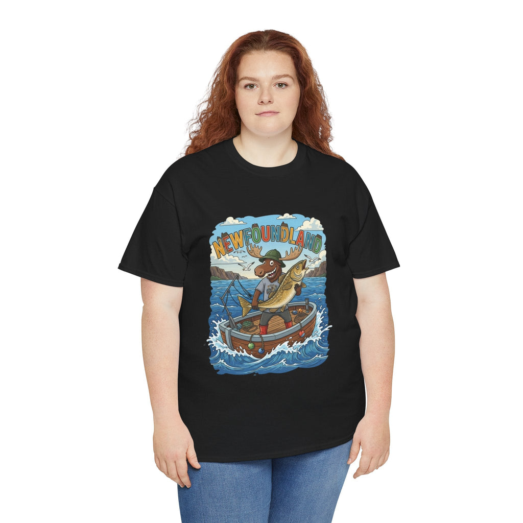 Newfoundland Fishing Moose Tee – Unisex Graphic ShirtEmber Spirit Apparel