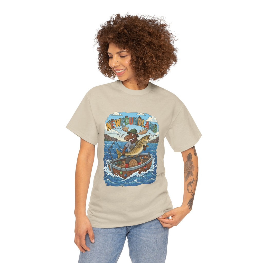 Newfoundland Fishing Moose Tee – Unisex Graphic ShirtEmber Spirit Apparel