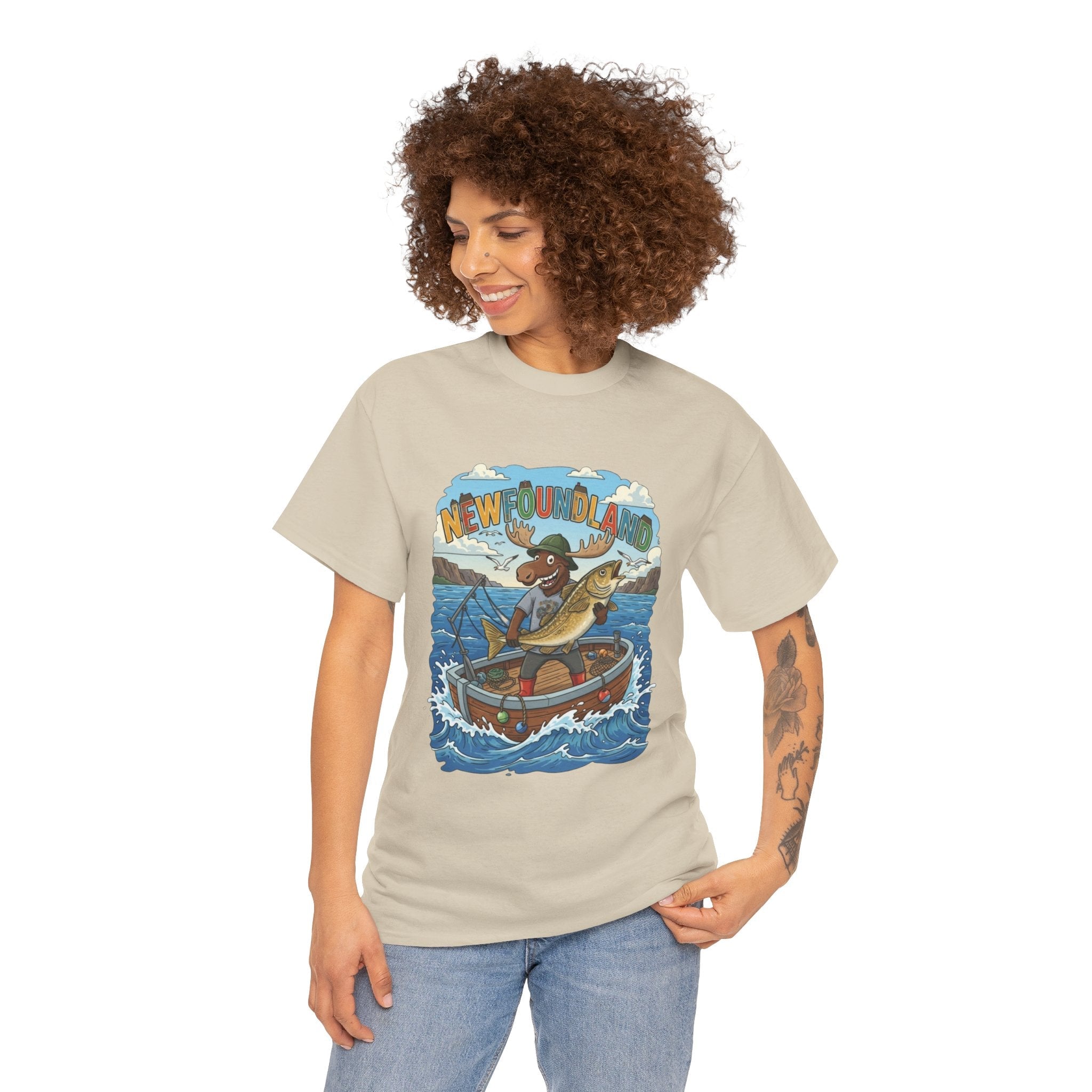 Newfoundland Fishing Moose Tee – Unisex Graphic ShirtEmber Spirit Apparel