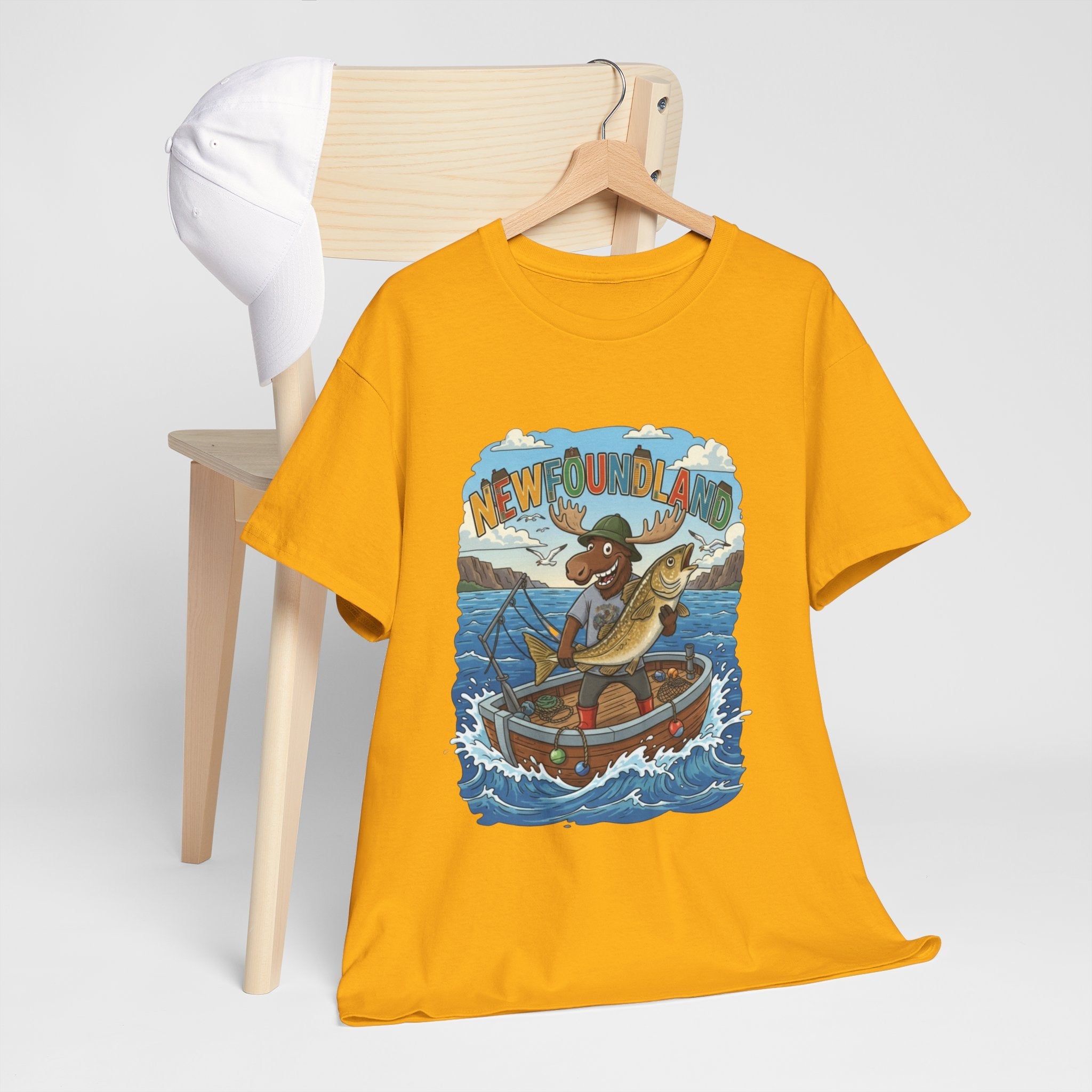Newfoundland Fishing Moose Tee – Unisex Graphic ShirtEmber Spirit Apparel