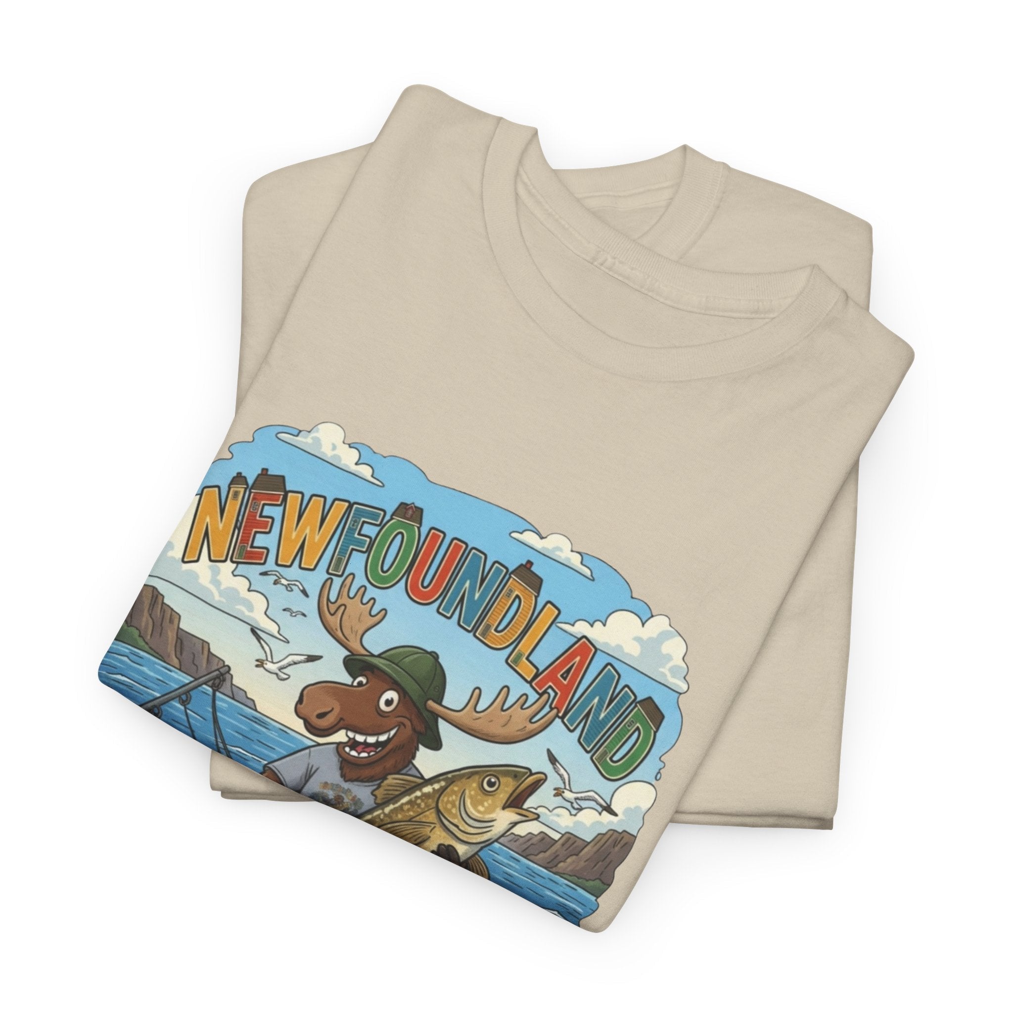 Newfoundland Fishing Moose Tee – Unisex Graphic ShirtEmber Spirit Apparel