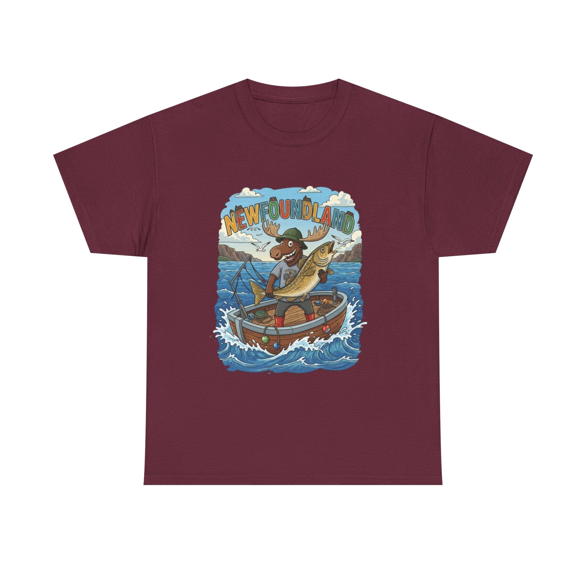 Newfoundland Fishing Moose Tee – Unisex Graphic ShirtEmber Spirit Apparel
