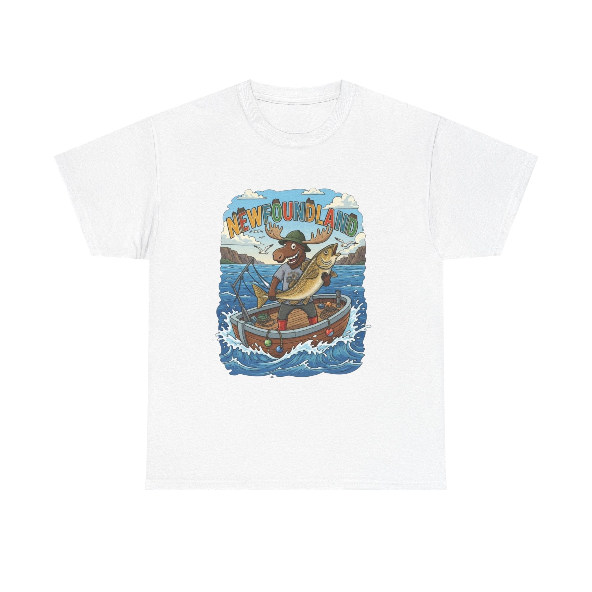 Newfoundland Fishing Moose Tee – Unisex Graphic ShirtEmber Spirit Apparel