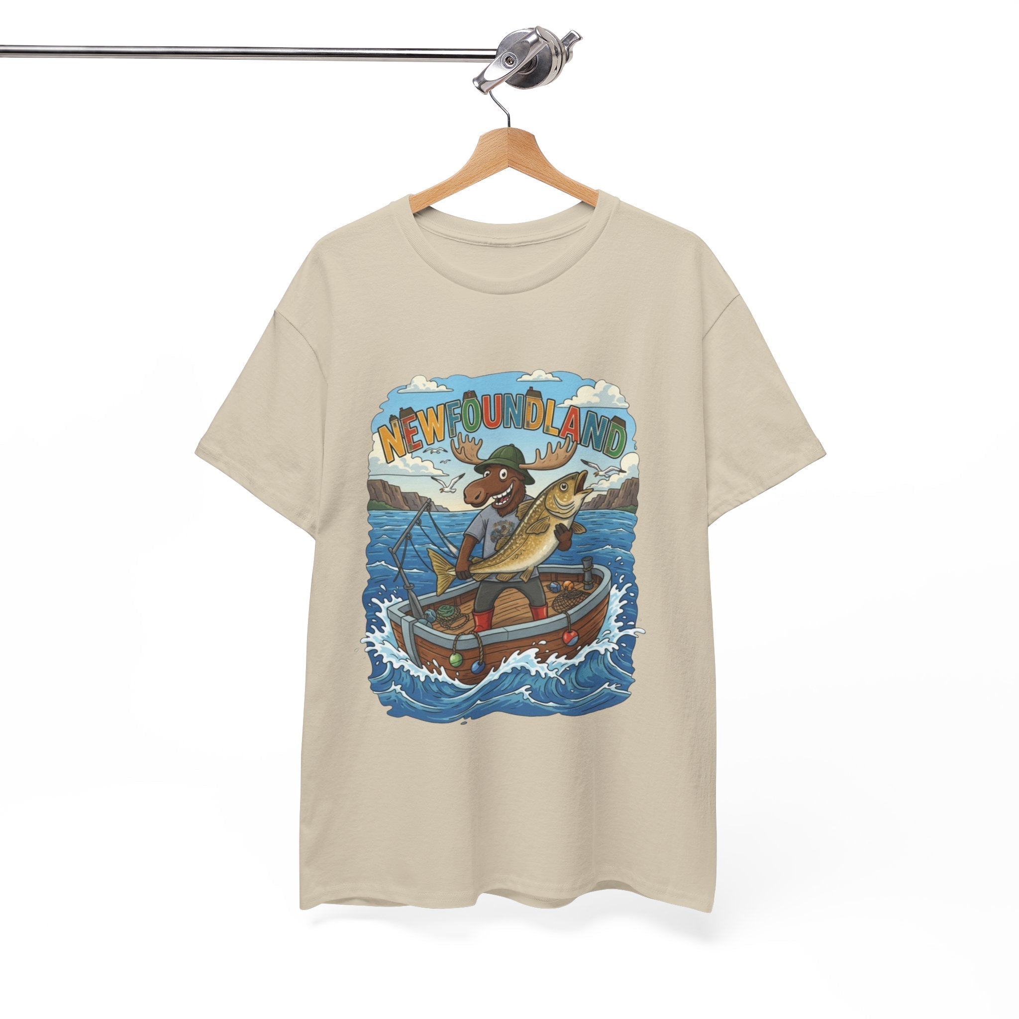 Newfoundland Fishing Moose Tee – Unisex Graphic ShirtEmber Spirit Apparel