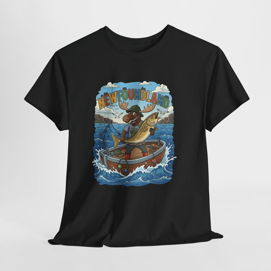 Newfoundland Fishing Moose Tee – Unisex Graphic ShirtEmber Spirit Apparel