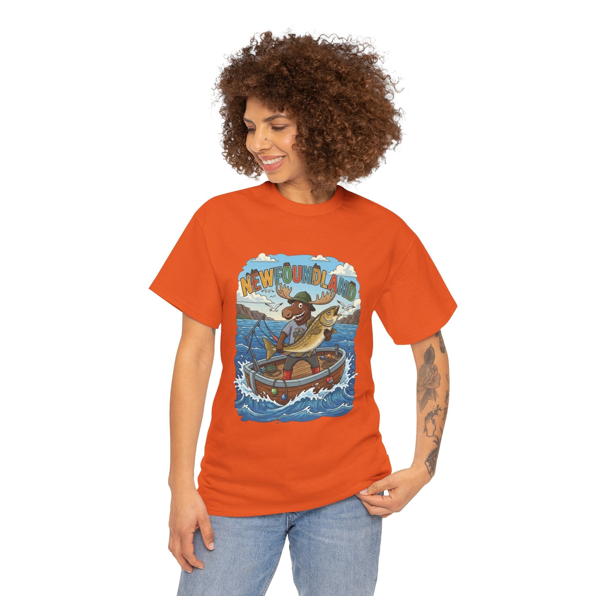 Newfoundland Fishing Moose Tee – Unisex Graphic ShirtEmber Spirit Apparel