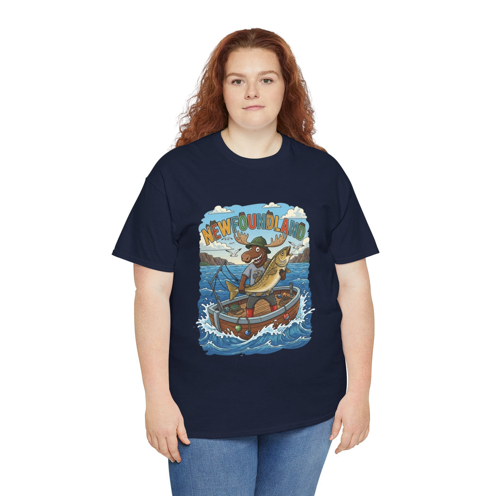 Newfoundland Fishing Moose Tee – Unisex Graphic ShirtEmber Spirit Apparel