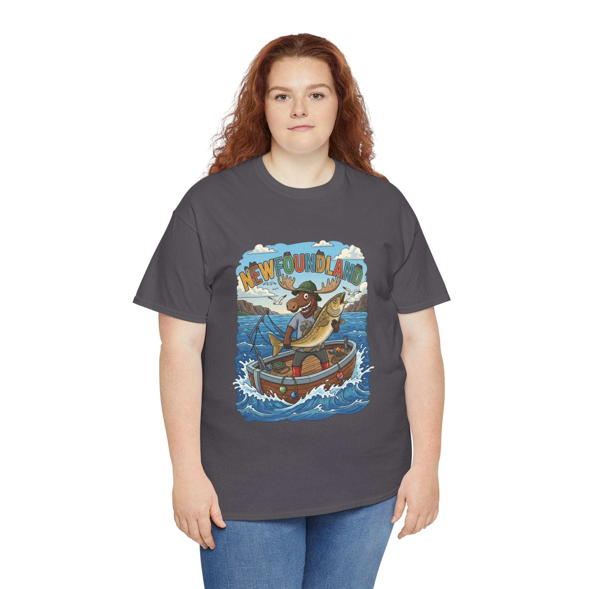 Newfoundland Fishing Moose Tee – Unisex Graphic ShirtEmber Spirit Apparel