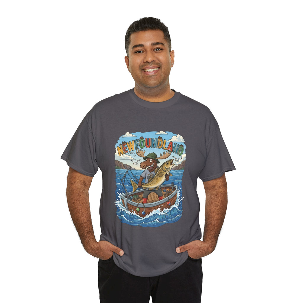 Newfoundland Fishing Moose Tee – Unisex Graphic ShirtEmber Spirit Apparel