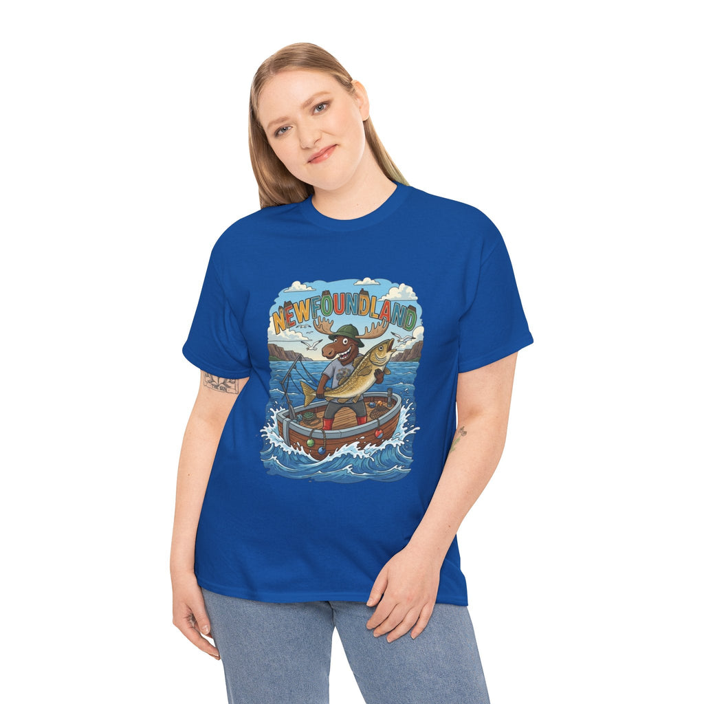 Newfoundland Fishing Moose Tee – Unisex Graphic ShirtEmber Spirit Apparel
