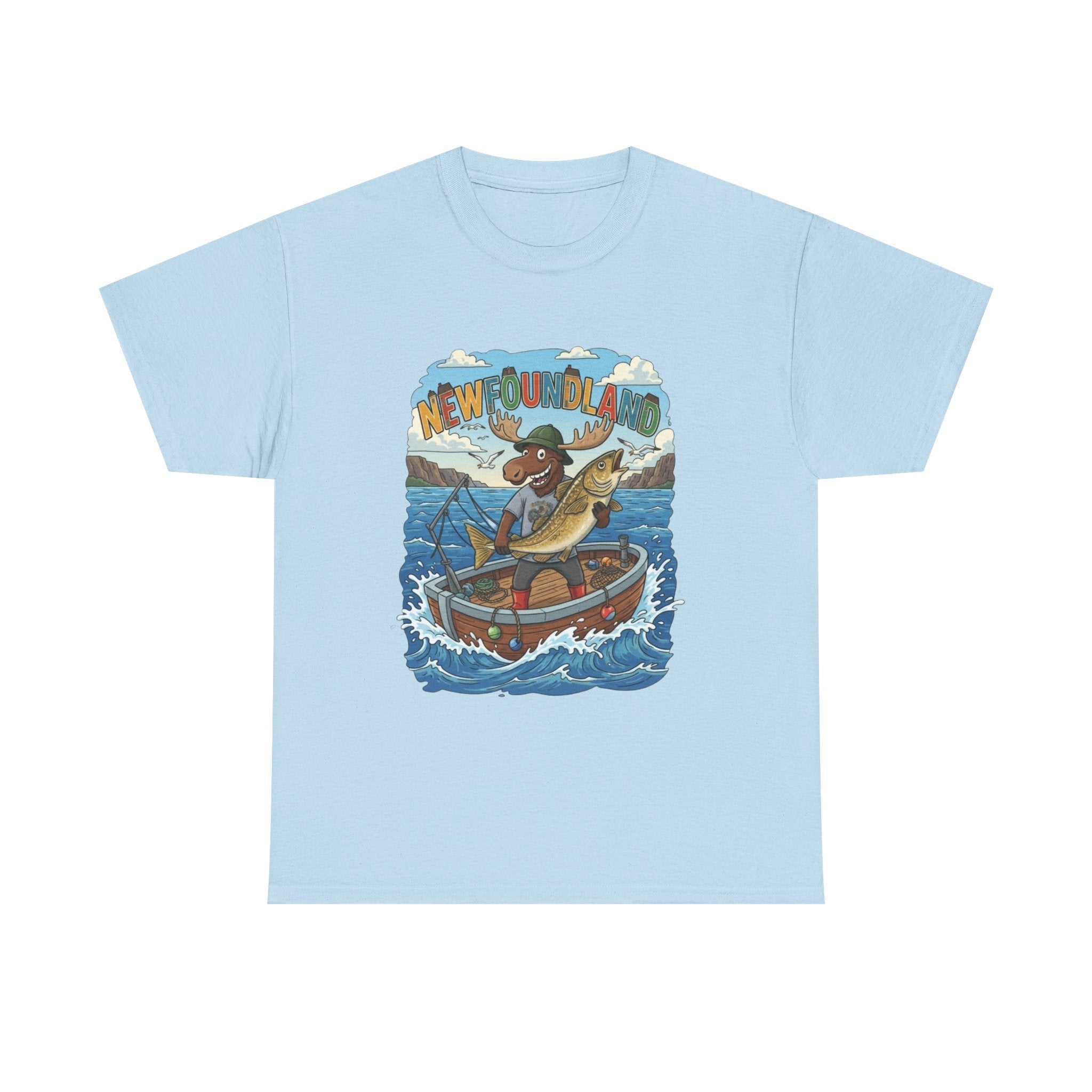 Newfoundland Fishing Moose Tee – Unisex Graphic ShirtEmber Spirit Apparel