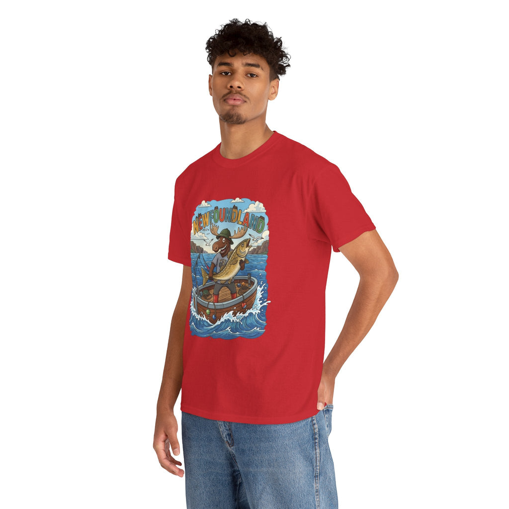 Newfoundland Fishing Moose Tee – Unisex Graphic ShirtEmber Spirit Apparel