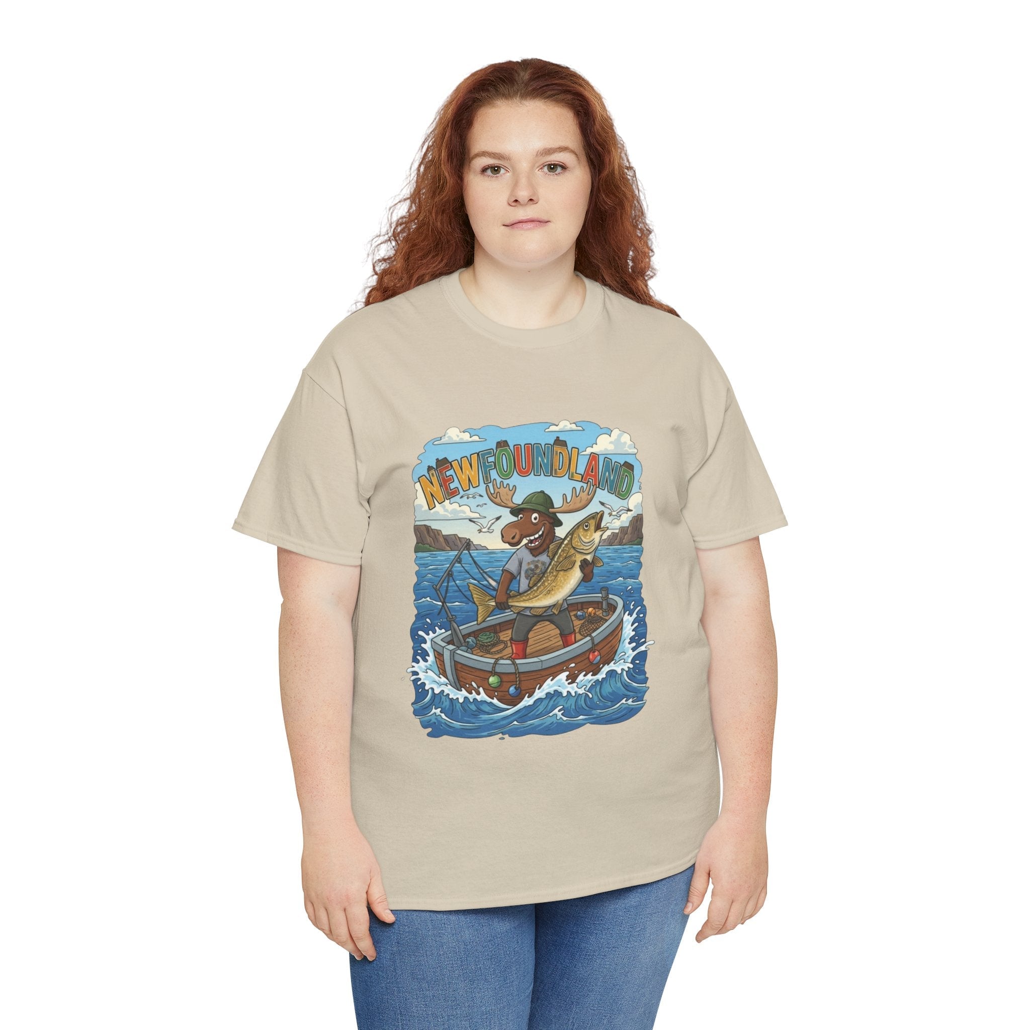 Newfoundland Fishing Moose Tee – Unisex Graphic ShirtEmber Spirit Apparel