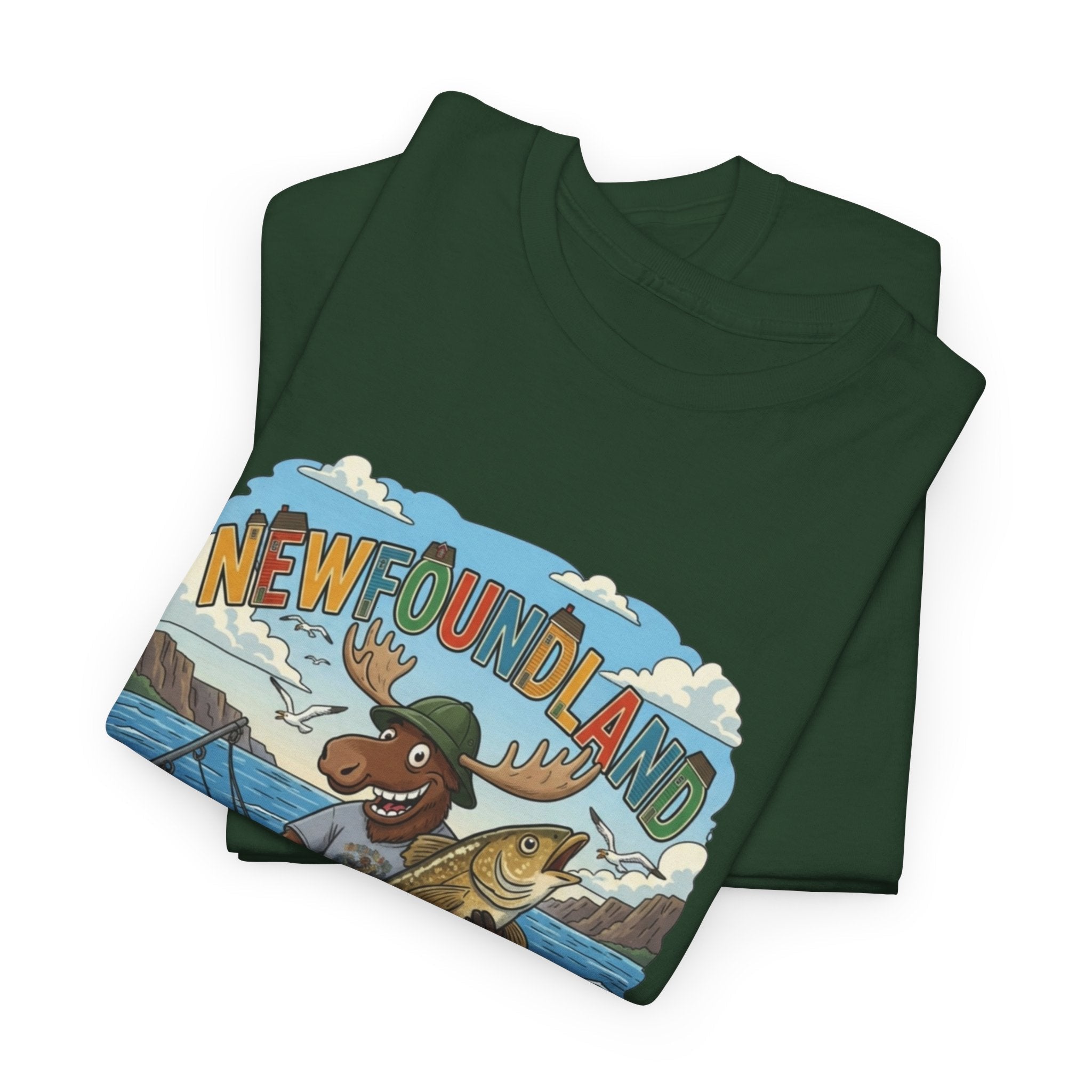 Newfoundland Fishing Moose Tee – Unisex Graphic ShirtEmber Spirit Apparel