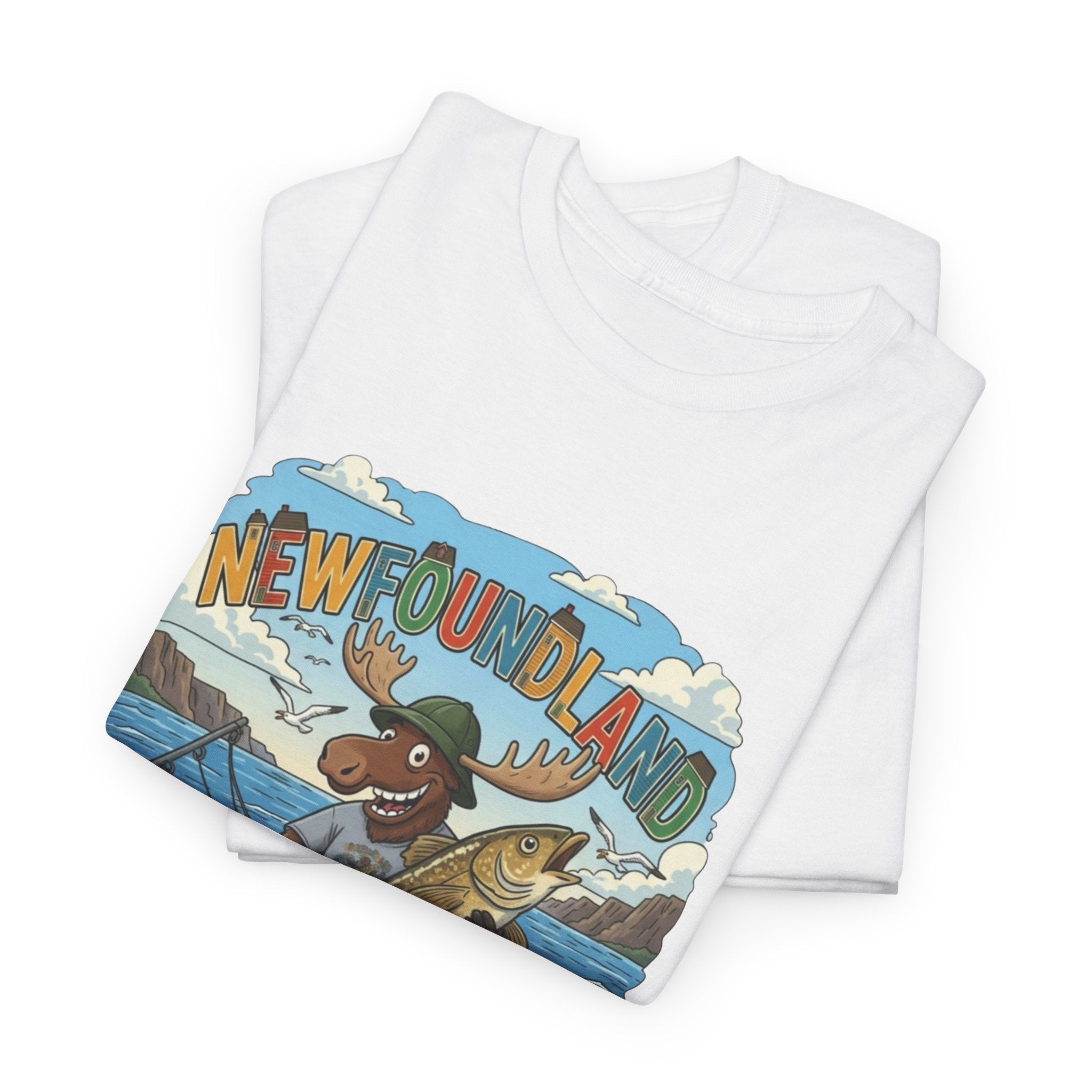Newfoundland Fishing Moose Tee – Unisex Graphic ShirtEmber Spirit Apparel