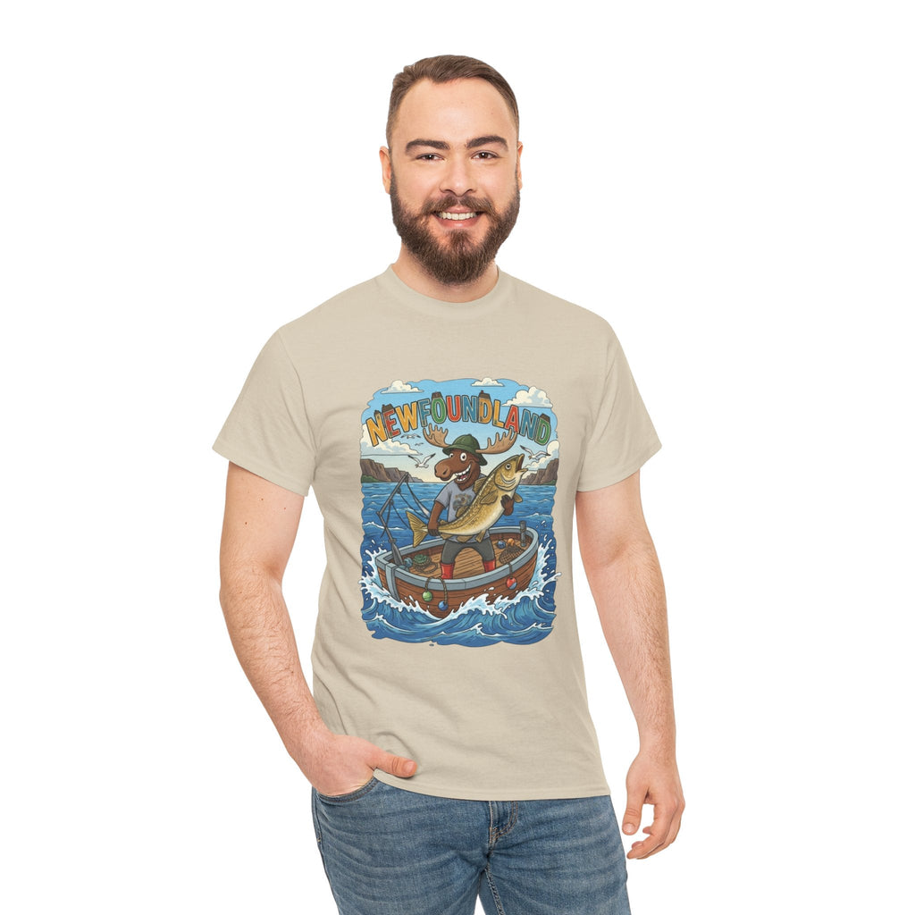Newfoundland Fishing Moose Tee – Unisex Graphic ShirtEmber Spirit Apparel