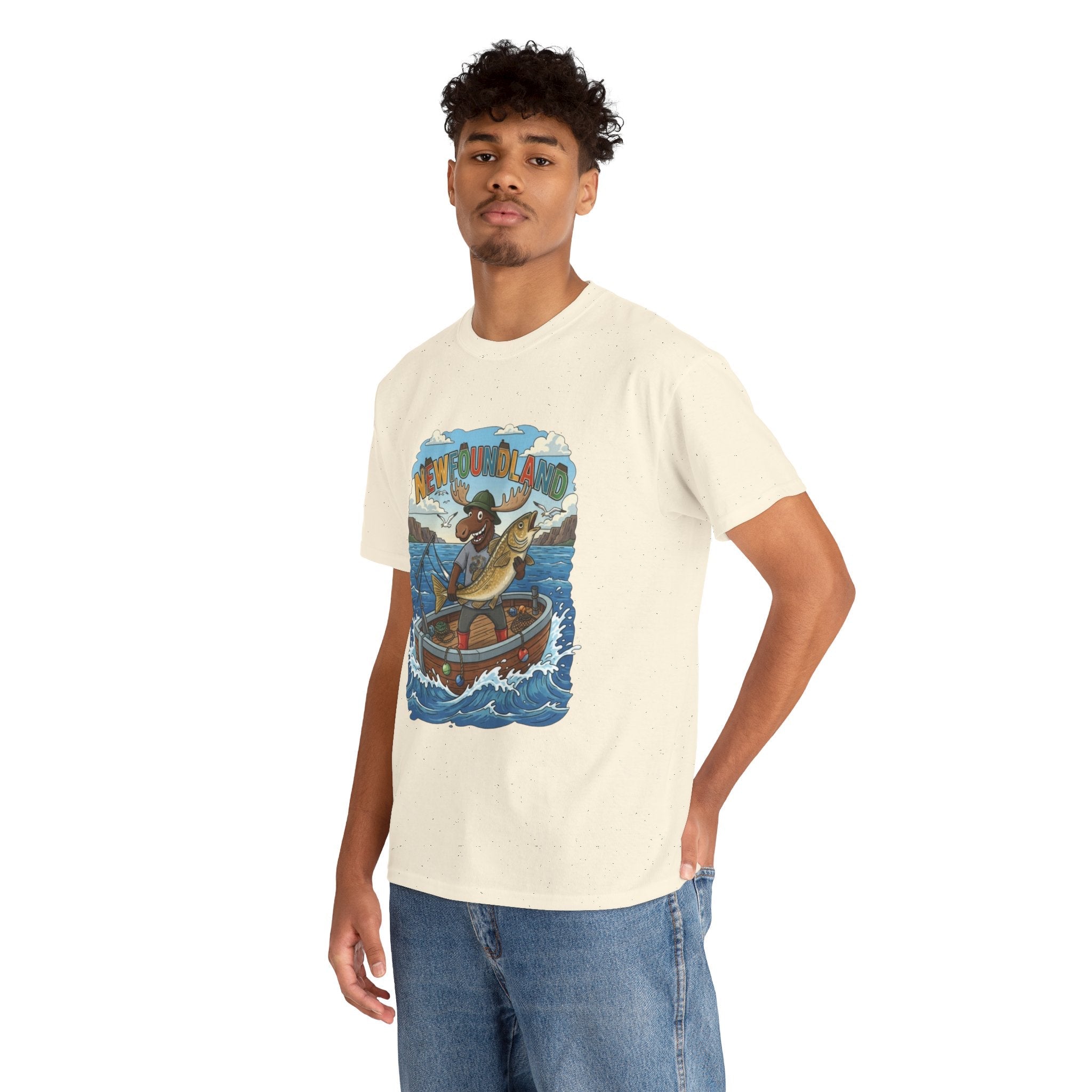 Newfoundland Fishing Moose Tee – Unisex Graphic ShirtEmber Spirit Apparel