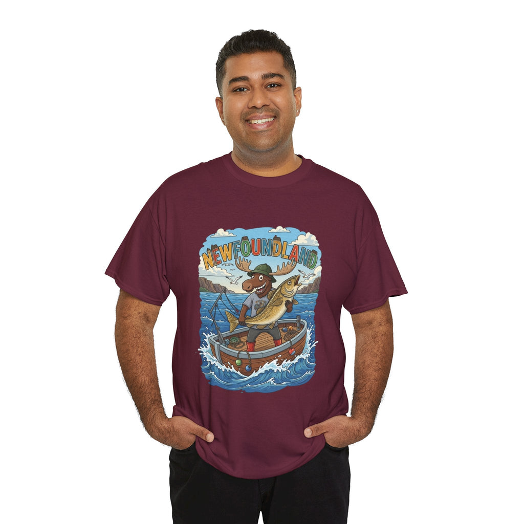 Newfoundland Fishing Moose Tee – Unisex Graphic ShirtEmber Spirit Apparel