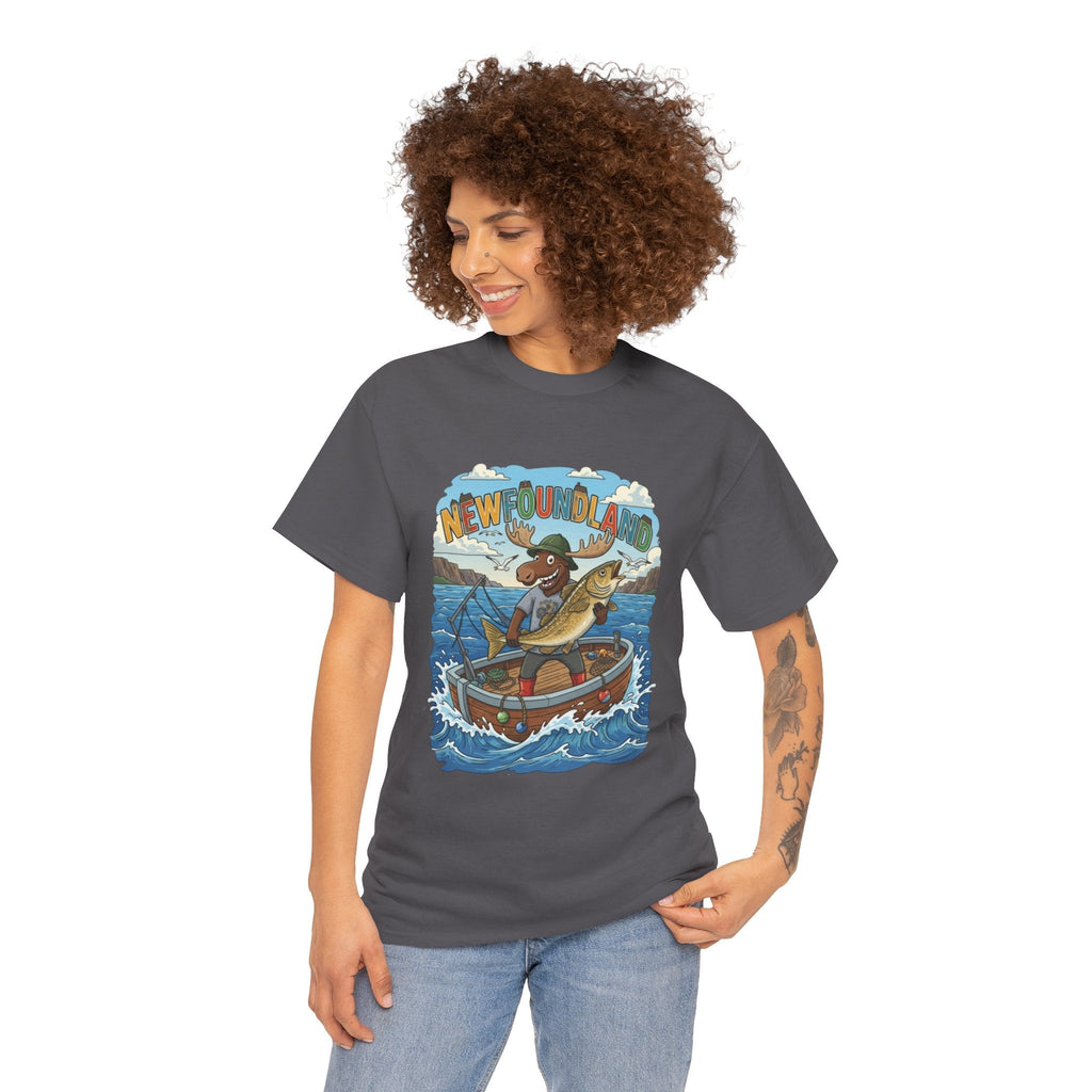 Newfoundland Fishing Moose Tee – Unisex Graphic ShirtEmber Spirit Apparel