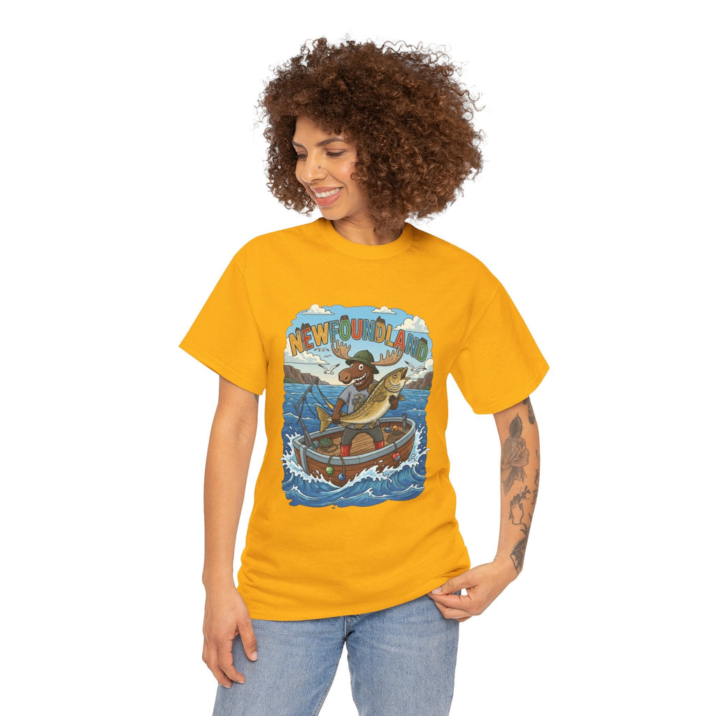 Newfoundland Fishing Moose Tee – Unisex Graphic ShirtEmber Spirit Apparel