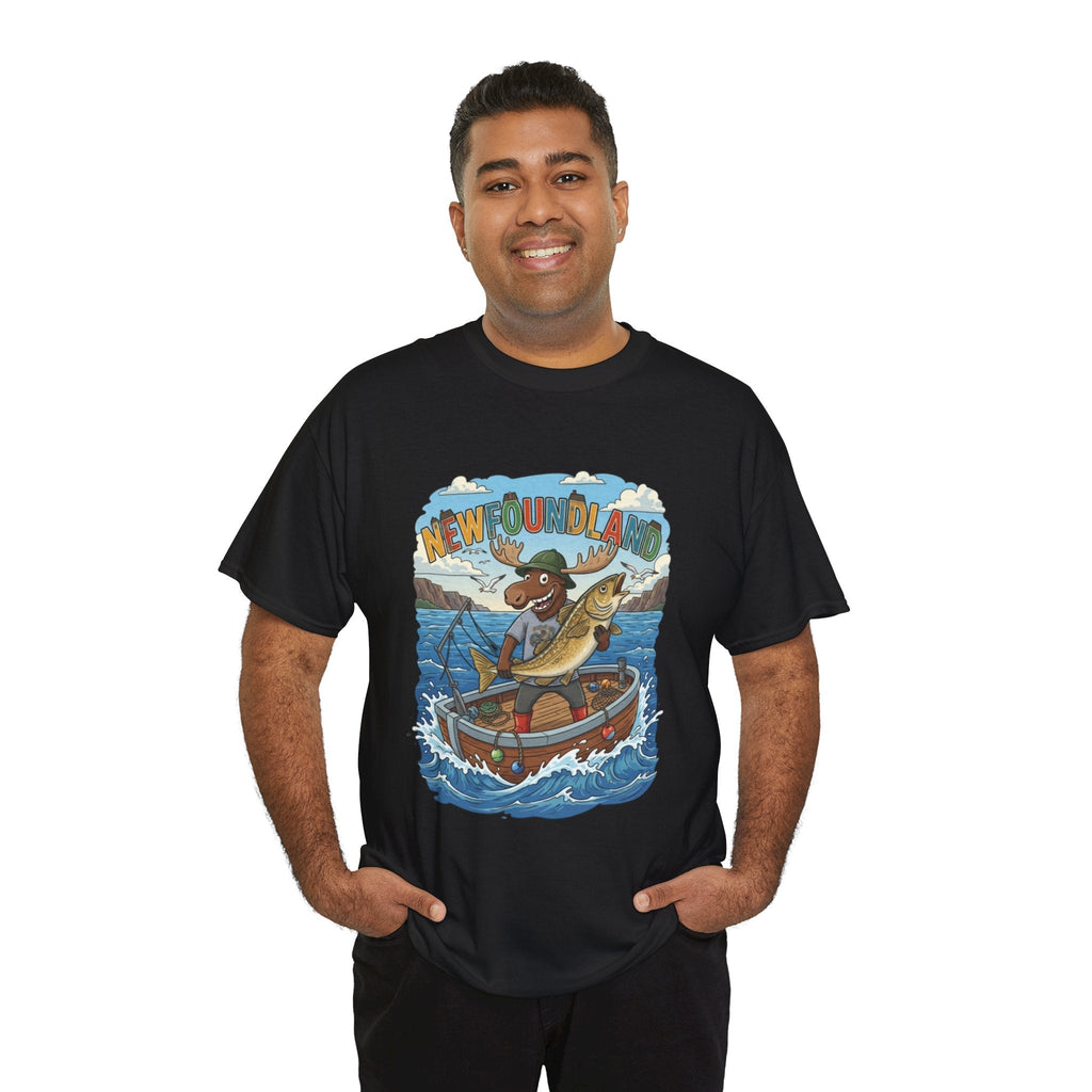 Newfoundland Fishing Moose Tee – Unisex Graphic ShirtEmber Spirit Apparel