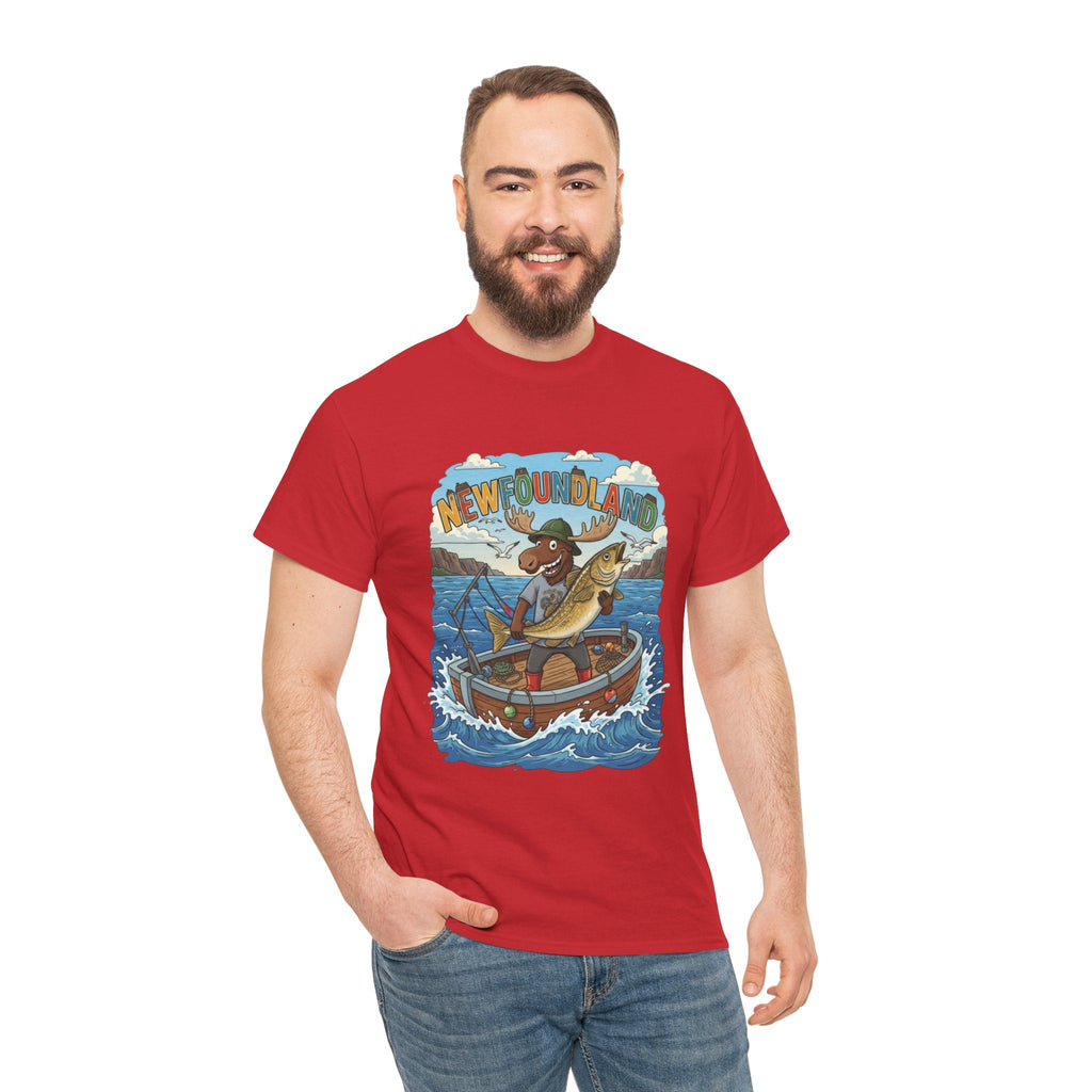 Newfoundland Fishing Moose Tee – Unisex Graphic ShirtEmber Spirit Apparel