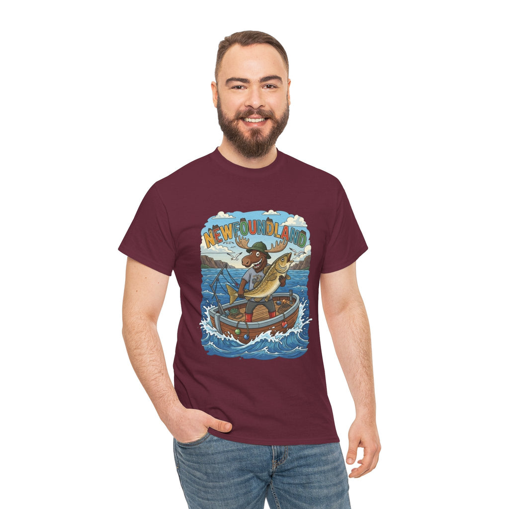 Newfoundland Fishing Moose Tee – Unisex Graphic ShirtEmber Spirit Apparel