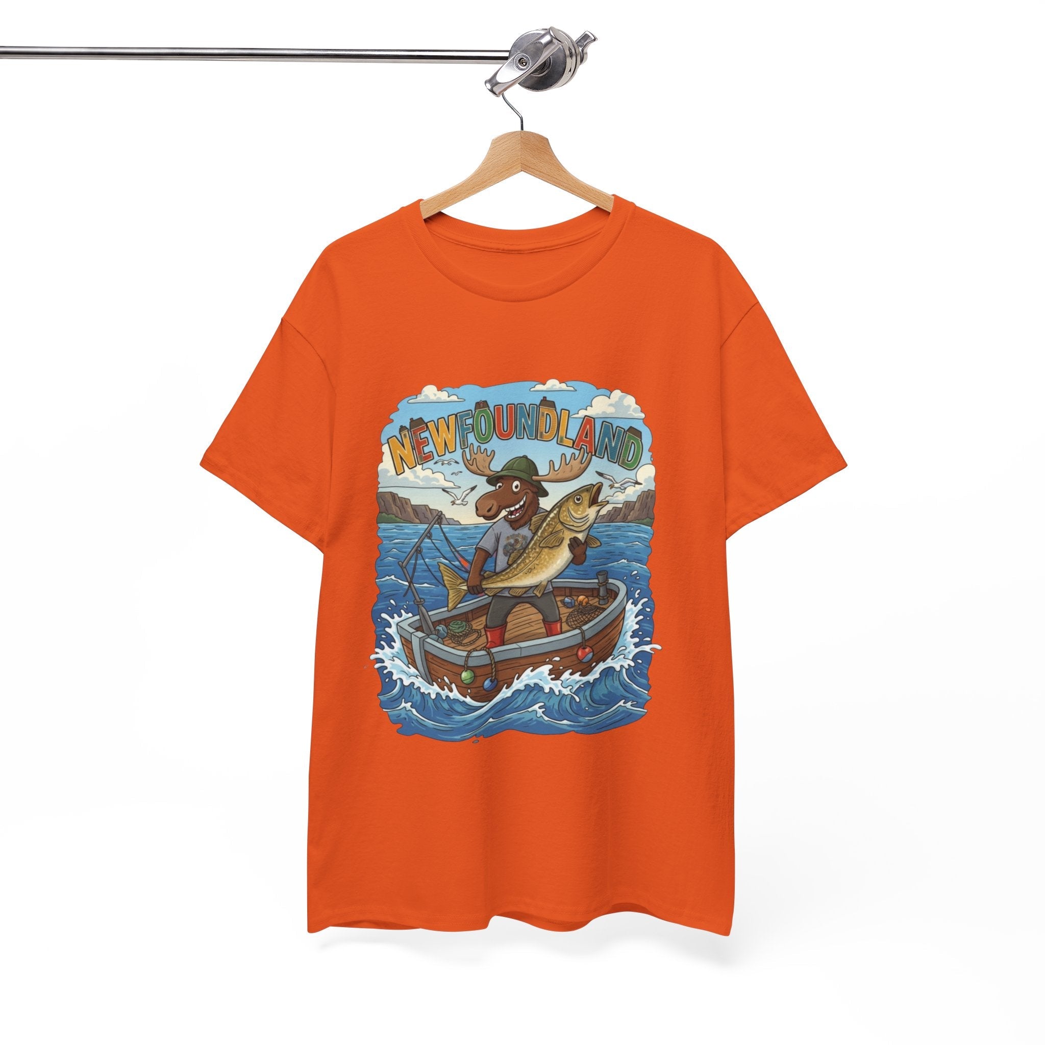 Newfoundland Fishing Moose Tee – Unisex Graphic ShirtEmber Spirit Apparel