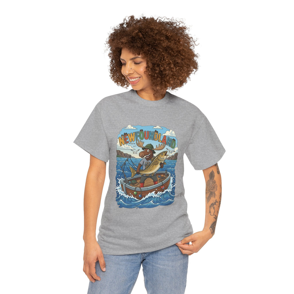 Newfoundland Fishing Moose Tee – Unisex Graphic ShirtEmber Spirit Apparel