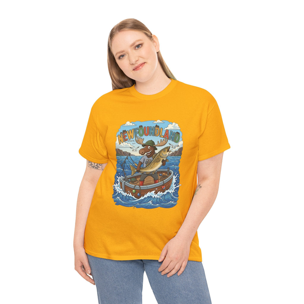 Newfoundland Fishing Moose Tee – Unisex Graphic ShirtEmber Spirit Apparel
