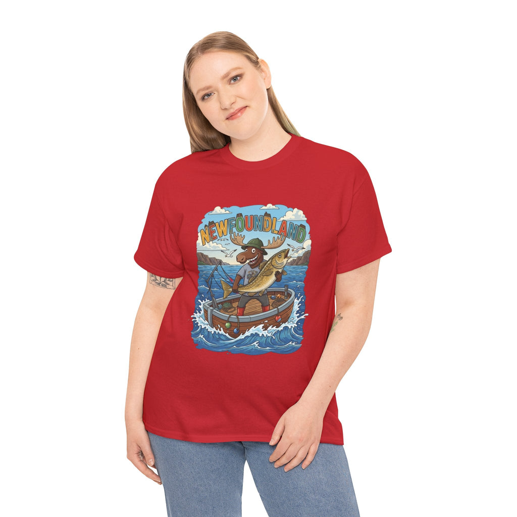 Newfoundland Fishing Moose Tee – Unisex Graphic ShirtEmber Spirit Apparel