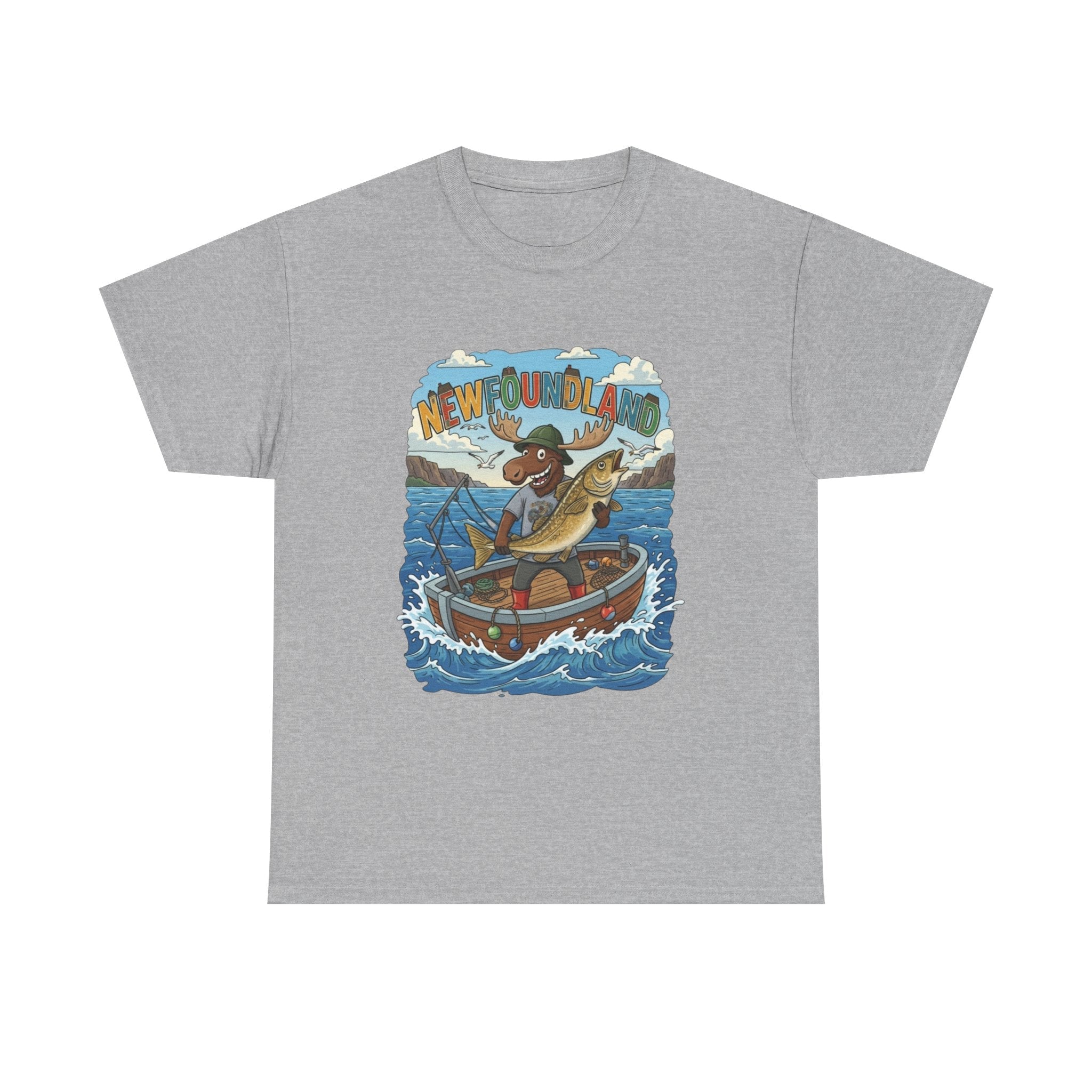 Newfoundland Fishing Moose Tee – Unisex Graphic ShirtEmber Spirit Apparel