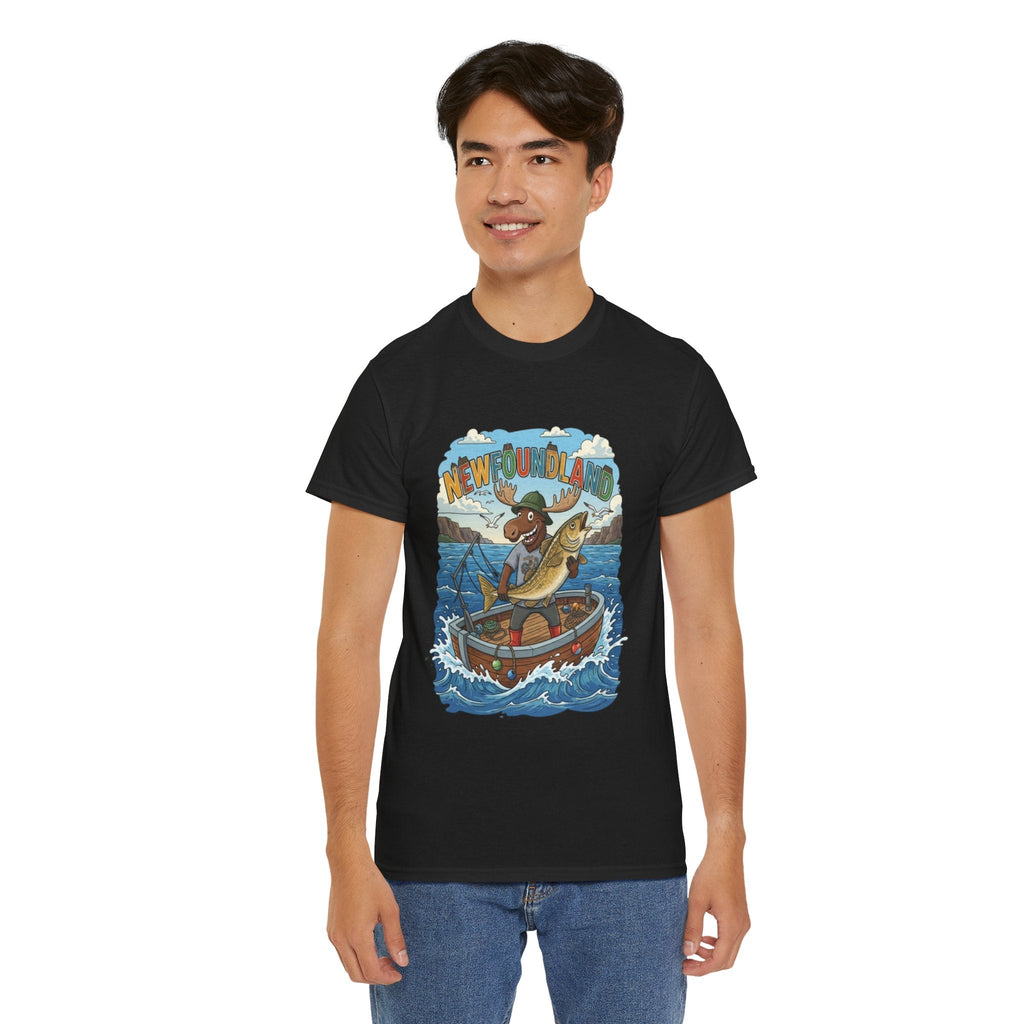 Newfoundland Fishing Moose Tee – Unisex Graphic ShirtEmber Spirit Apparel