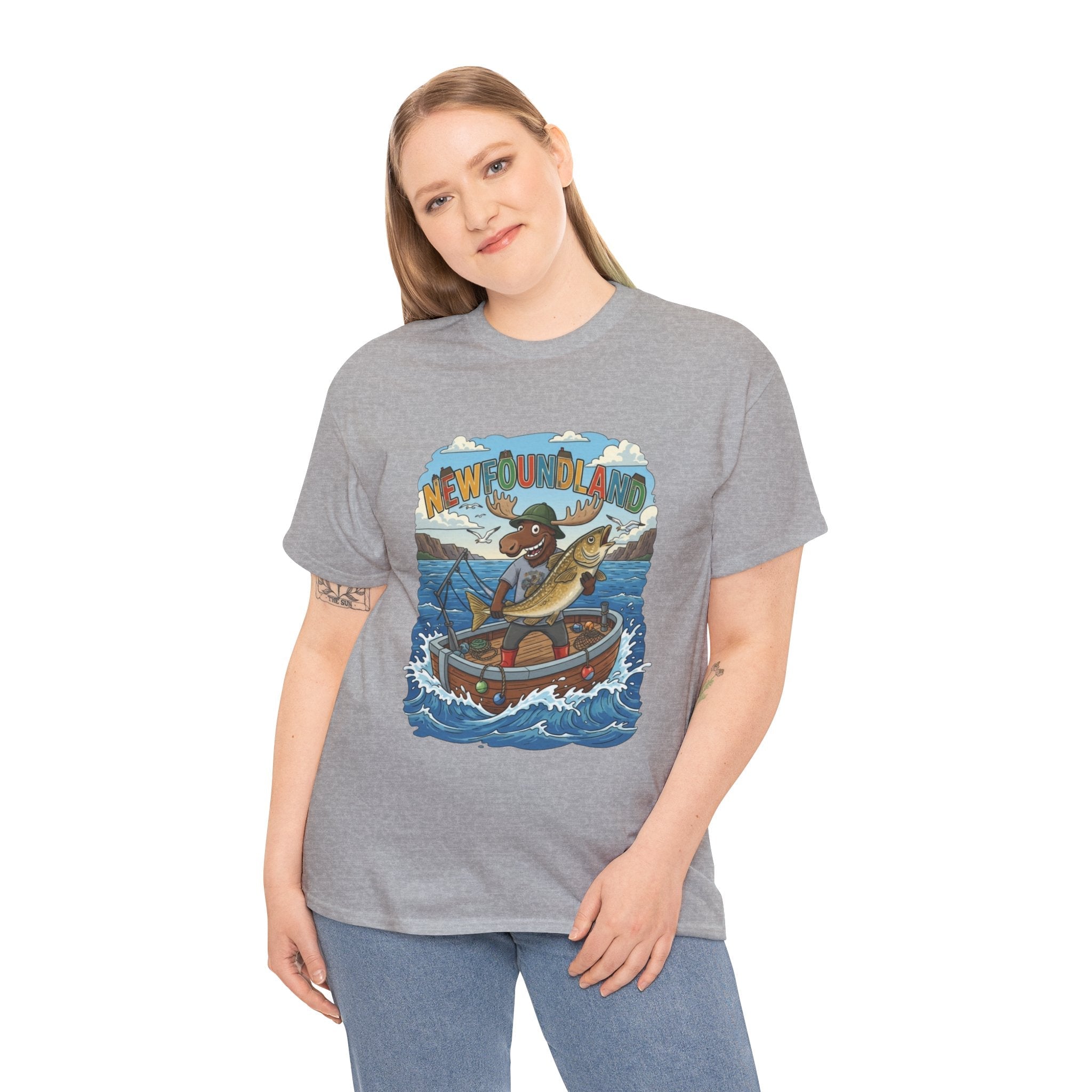 Newfoundland Fishing Moose Tee – Unisex Graphic ShirtEmber Spirit Apparel