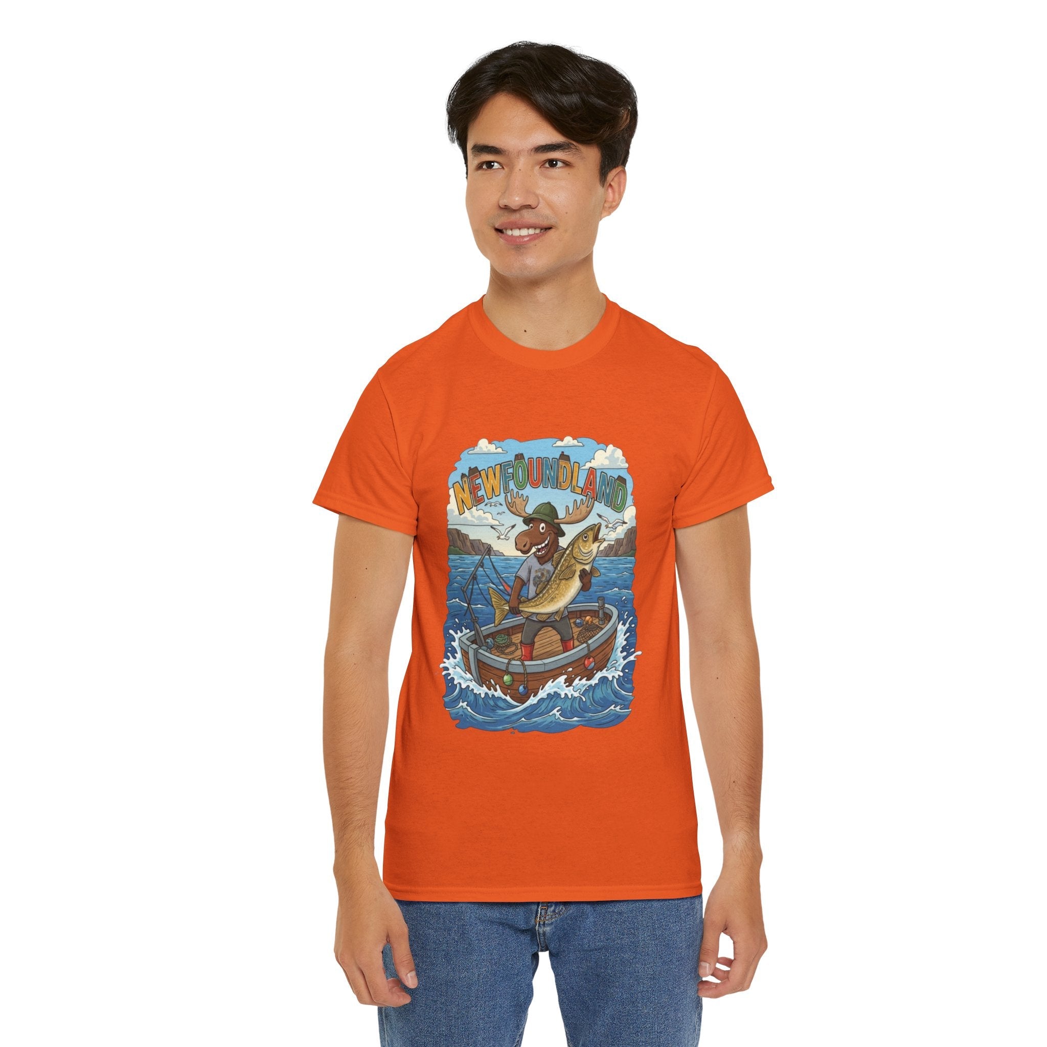 Newfoundland Fishing Moose Tee – Unisex Graphic ShirtEmber Spirit Apparel