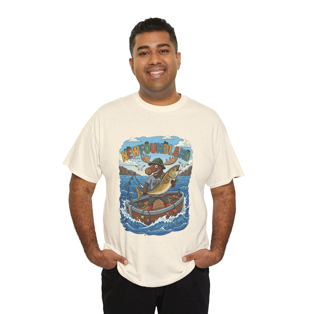 Newfoundland Fishing Moose Tee – Unisex Graphic ShirtEmber Spirit Apparel