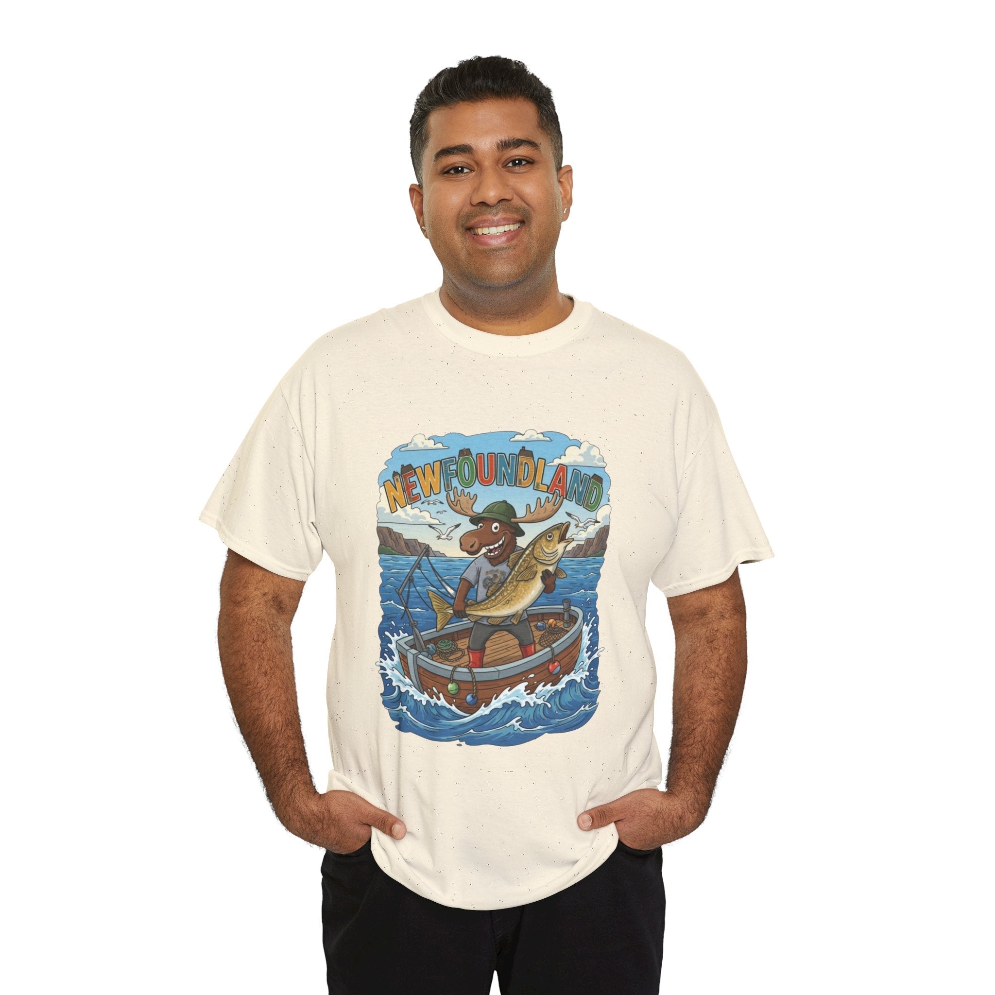 Newfoundland Fishing Moose Tee – Unisex Graphic ShirtEmber Spirit Apparel