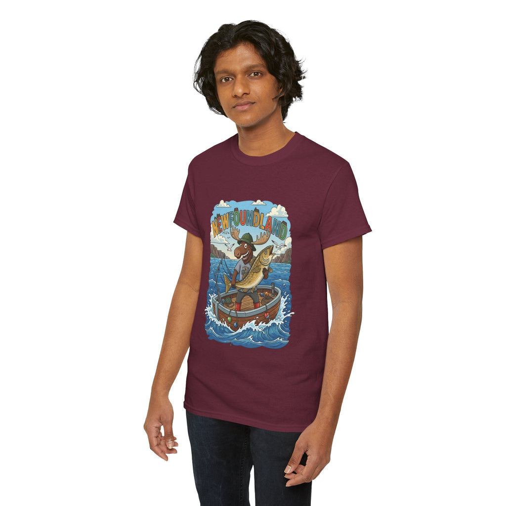 Newfoundland Fishing Moose Tee – Unisex Graphic ShirtEmber Spirit Apparel