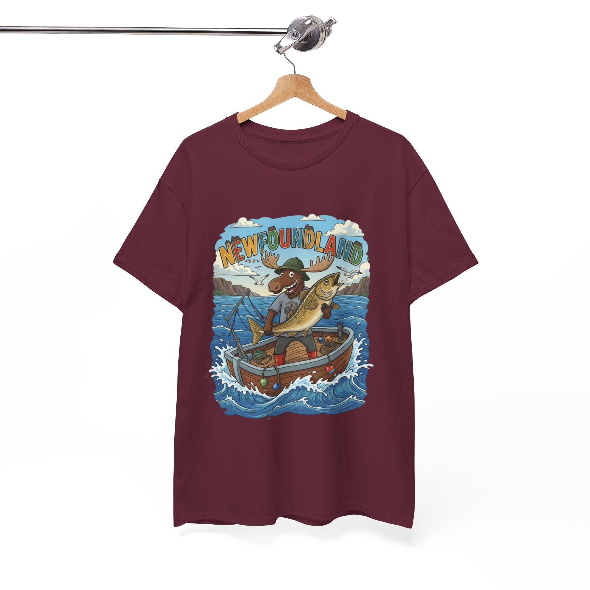 Newfoundland Fishing Moose Tee – Unisex Graphic ShirtEmber Spirit Apparel