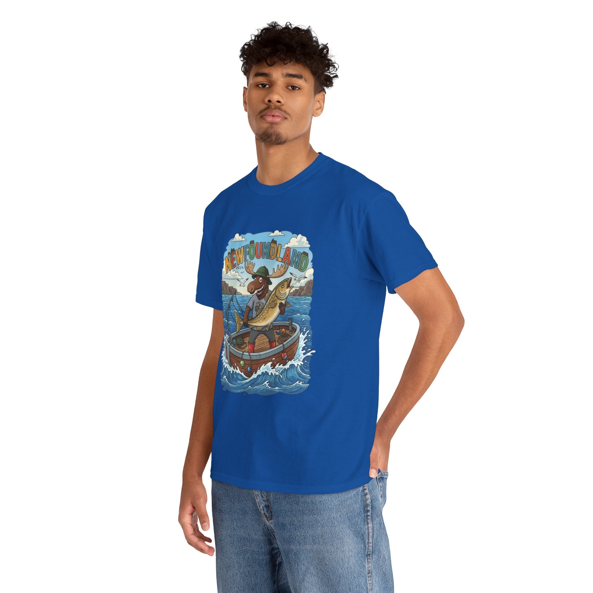 Newfoundland Fishing Moose Tee – Unisex Graphic ShirtEmber Spirit Apparel