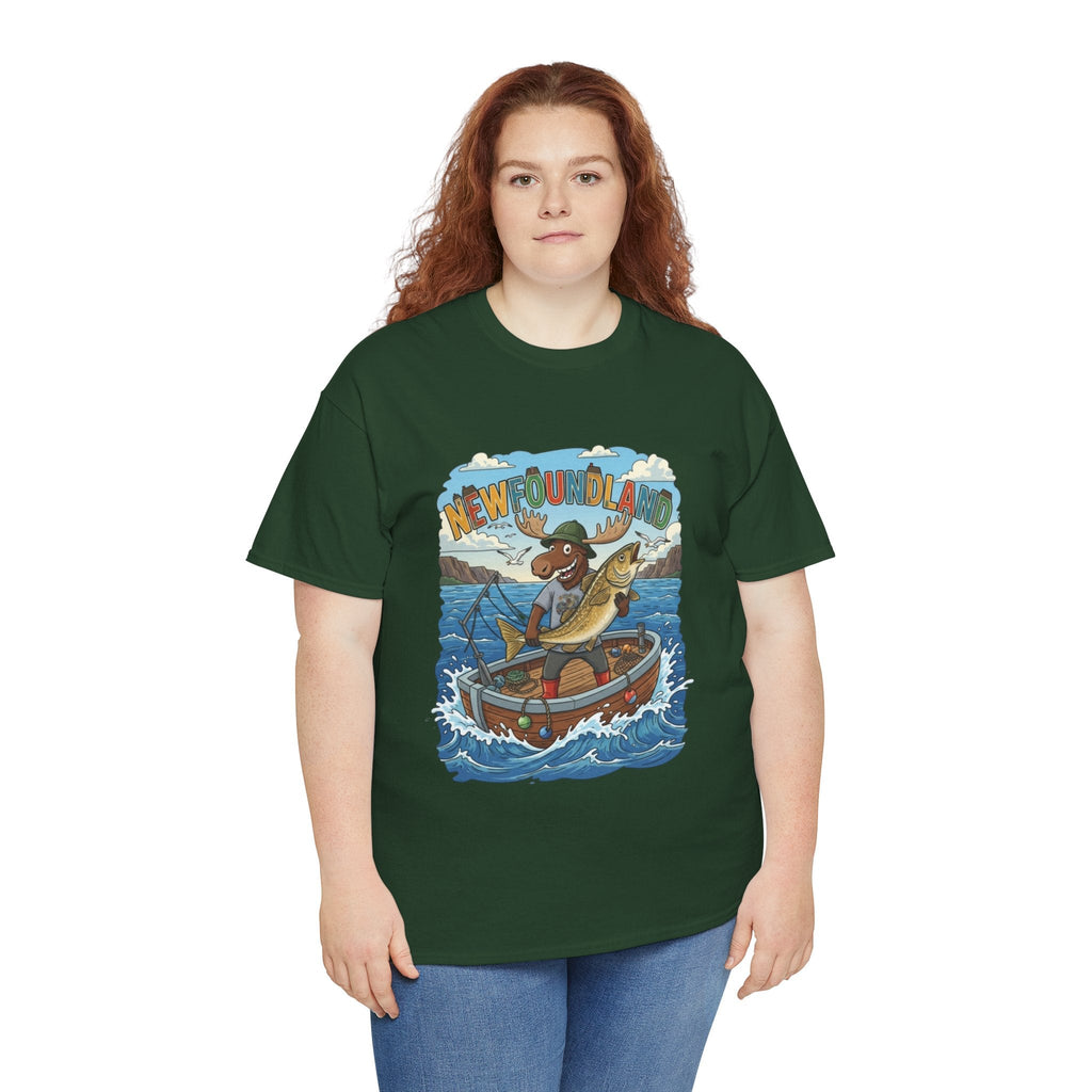 Newfoundland Fishing Moose Tee – Unisex Graphic ShirtEmber Spirit Apparel