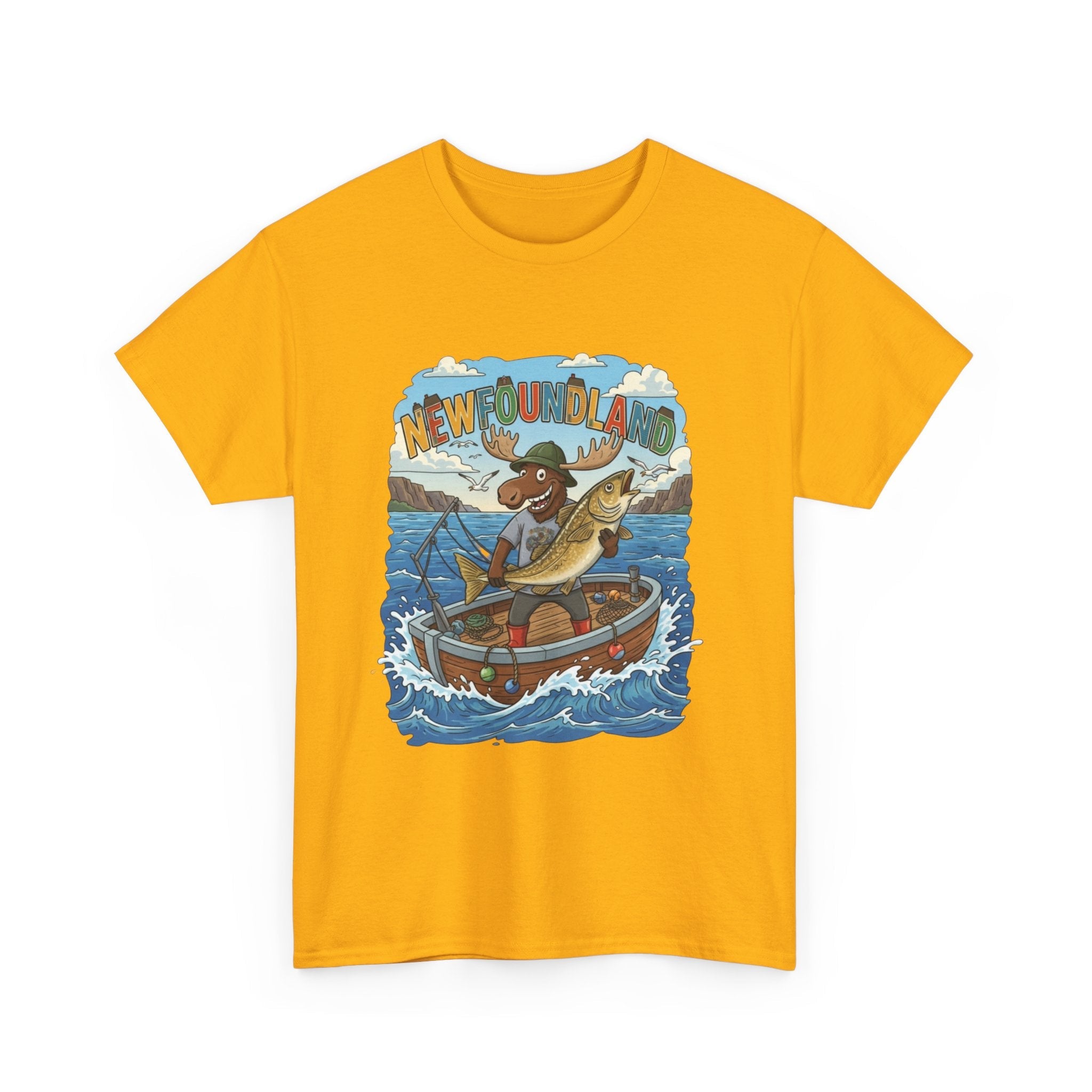 Newfoundland Fishing Moose Tee – Unisex Graphic ShirtEmber Spirit Apparel