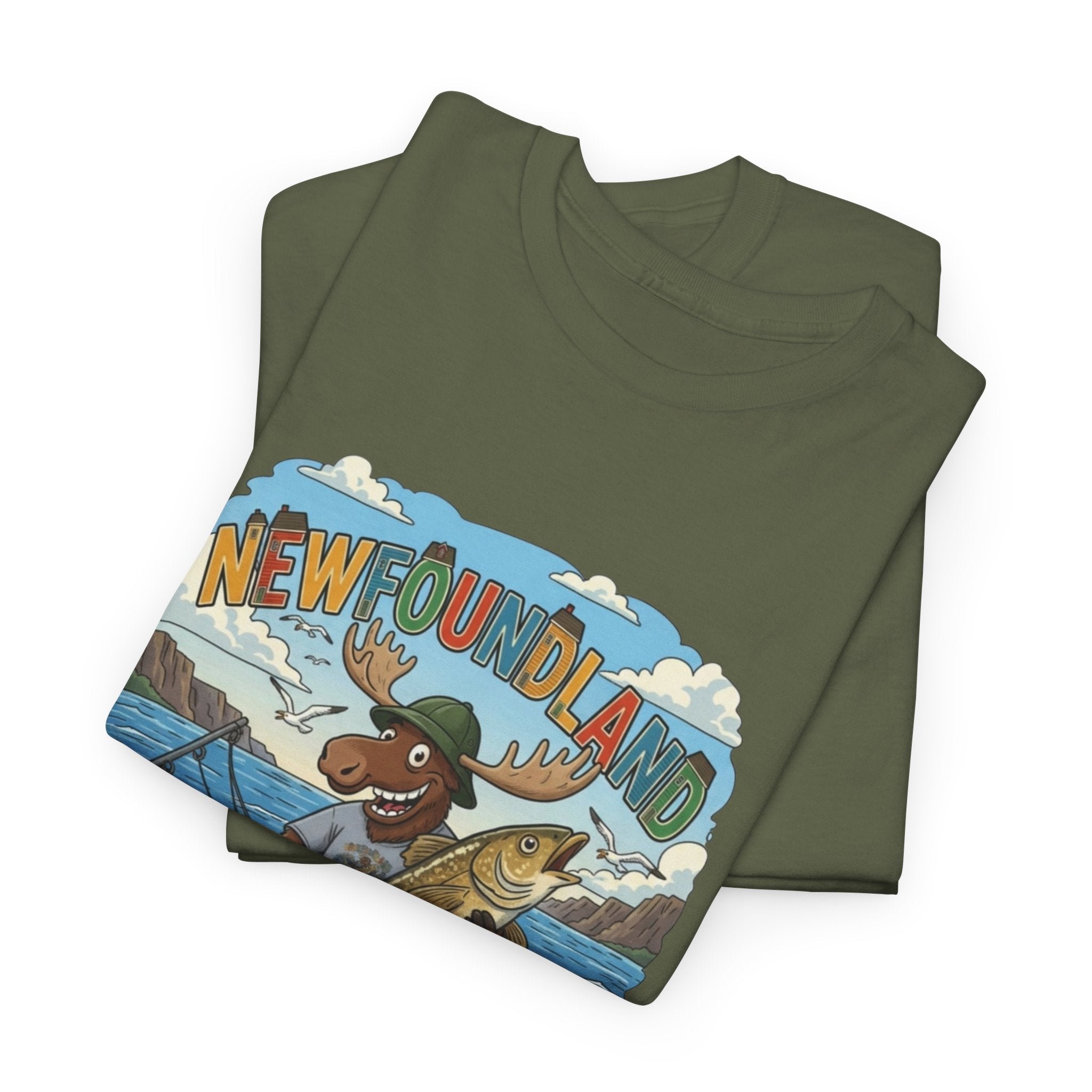 Newfoundland Fishing Moose Tee – Unisex Graphic ShirtEmber Spirit Apparel
