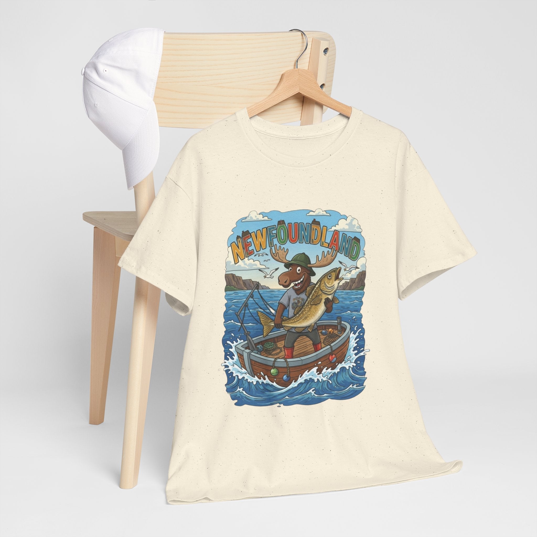 Newfoundland Fishing Moose Tee – Unisex Graphic ShirtEmber Spirit Apparel