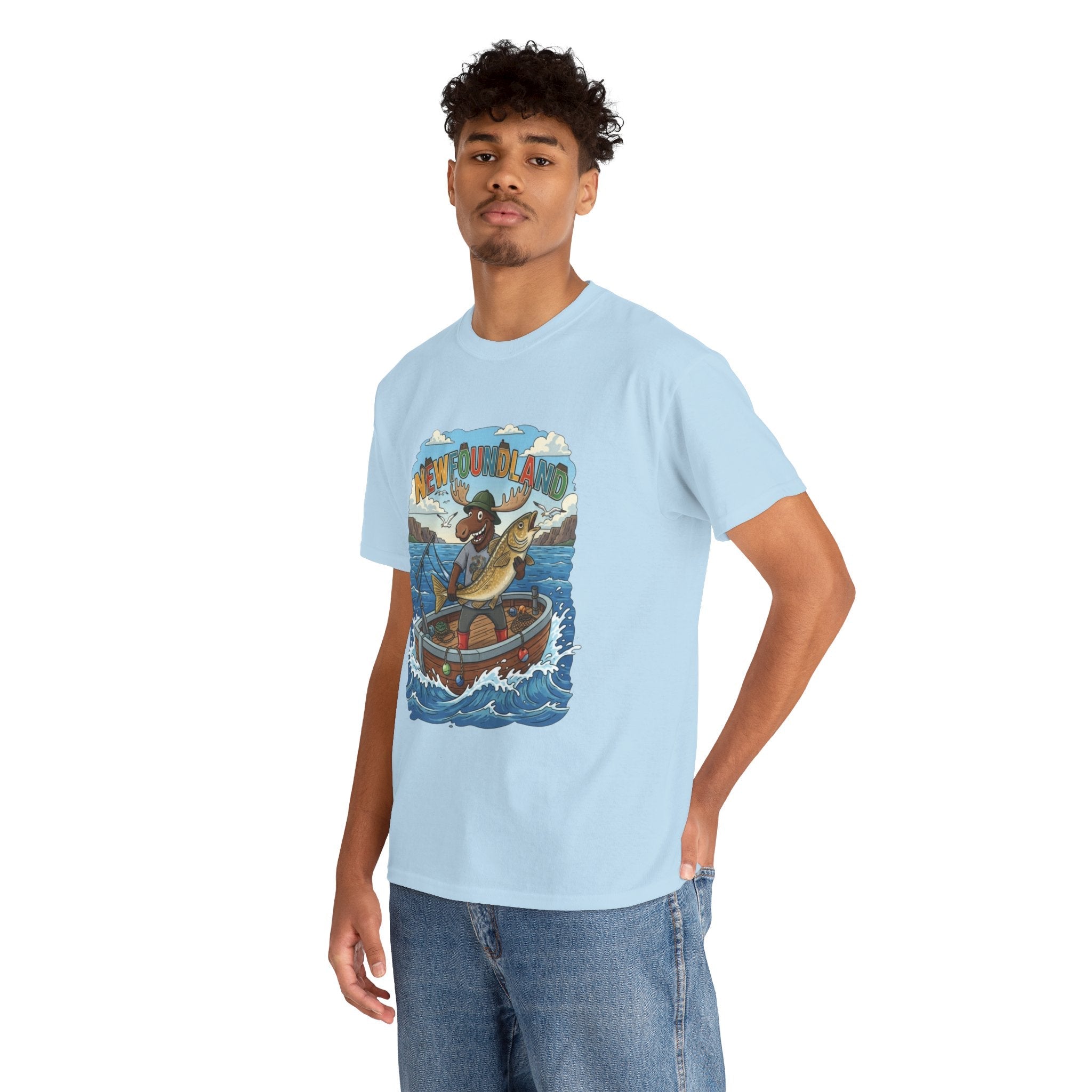 Newfoundland Fishing Moose Tee – Unisex Graphic ShirtEmber Spirit Apparel
