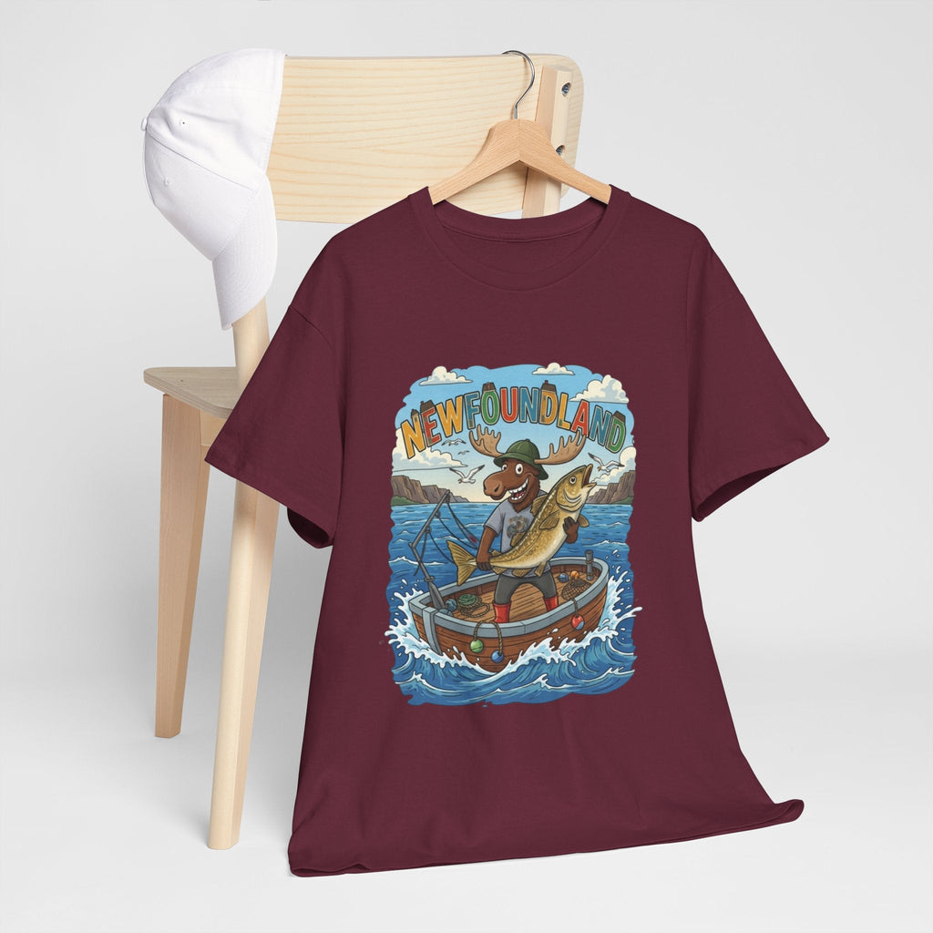 Newfoundland Fishing Moose Tee – Unisex Graphic ShirtEmber Spirit Apparel