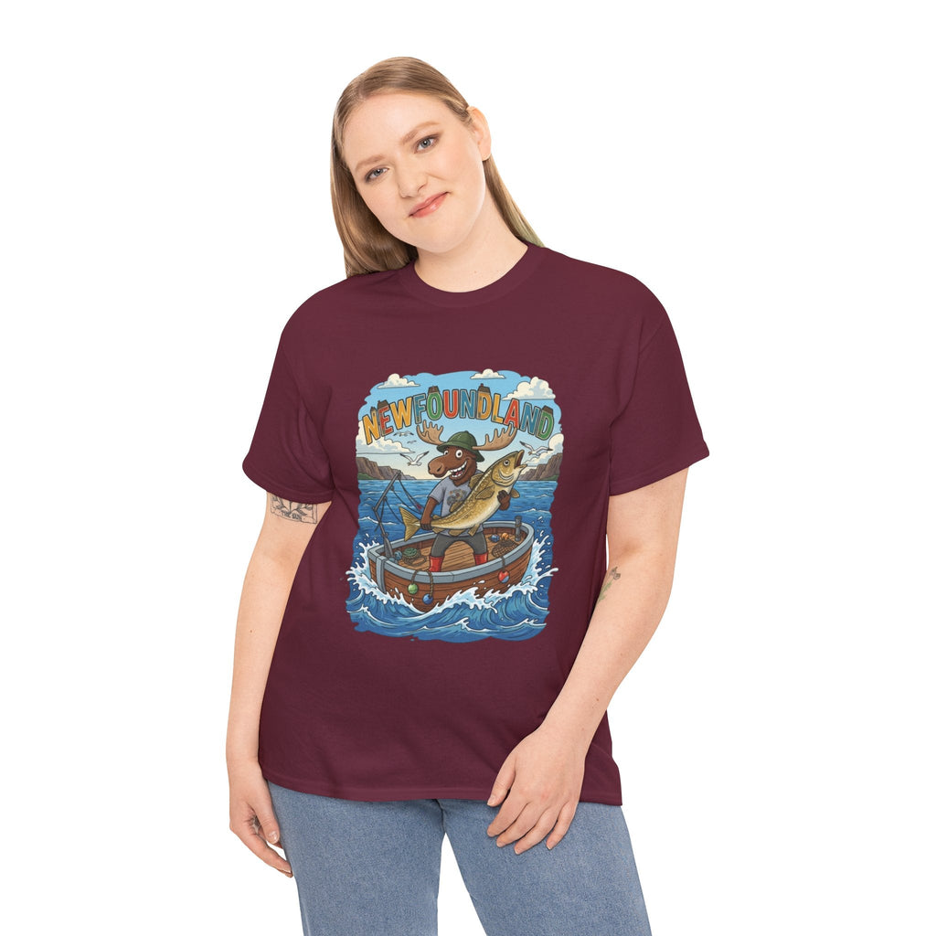 Newfoundland Fishing Moose Tee – Unisex Graphic ShirtEmber Spirit Apparel