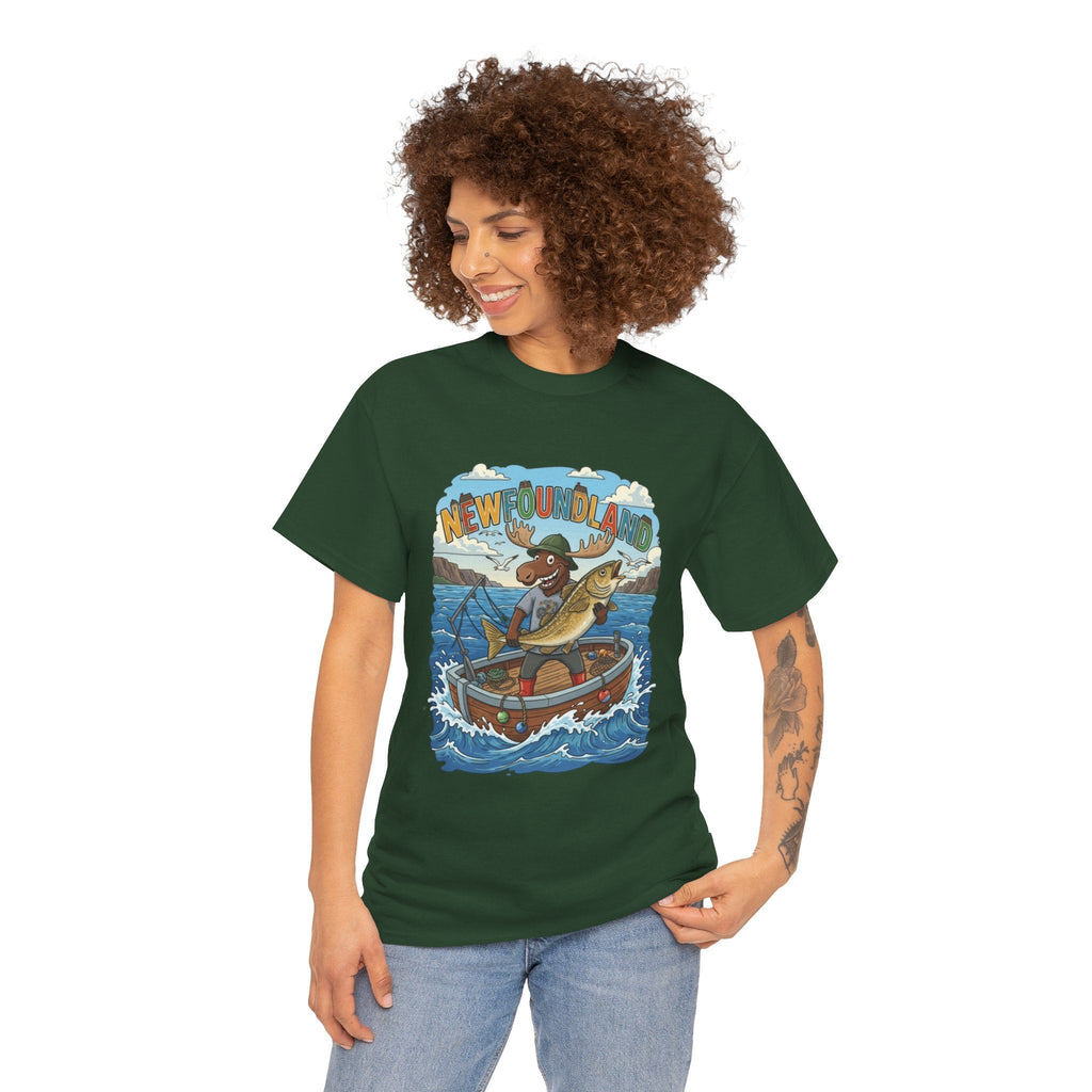 Newfoundland Fishing Moose Tee – Unisex Graphic ShirtEmber Spirit Apparel