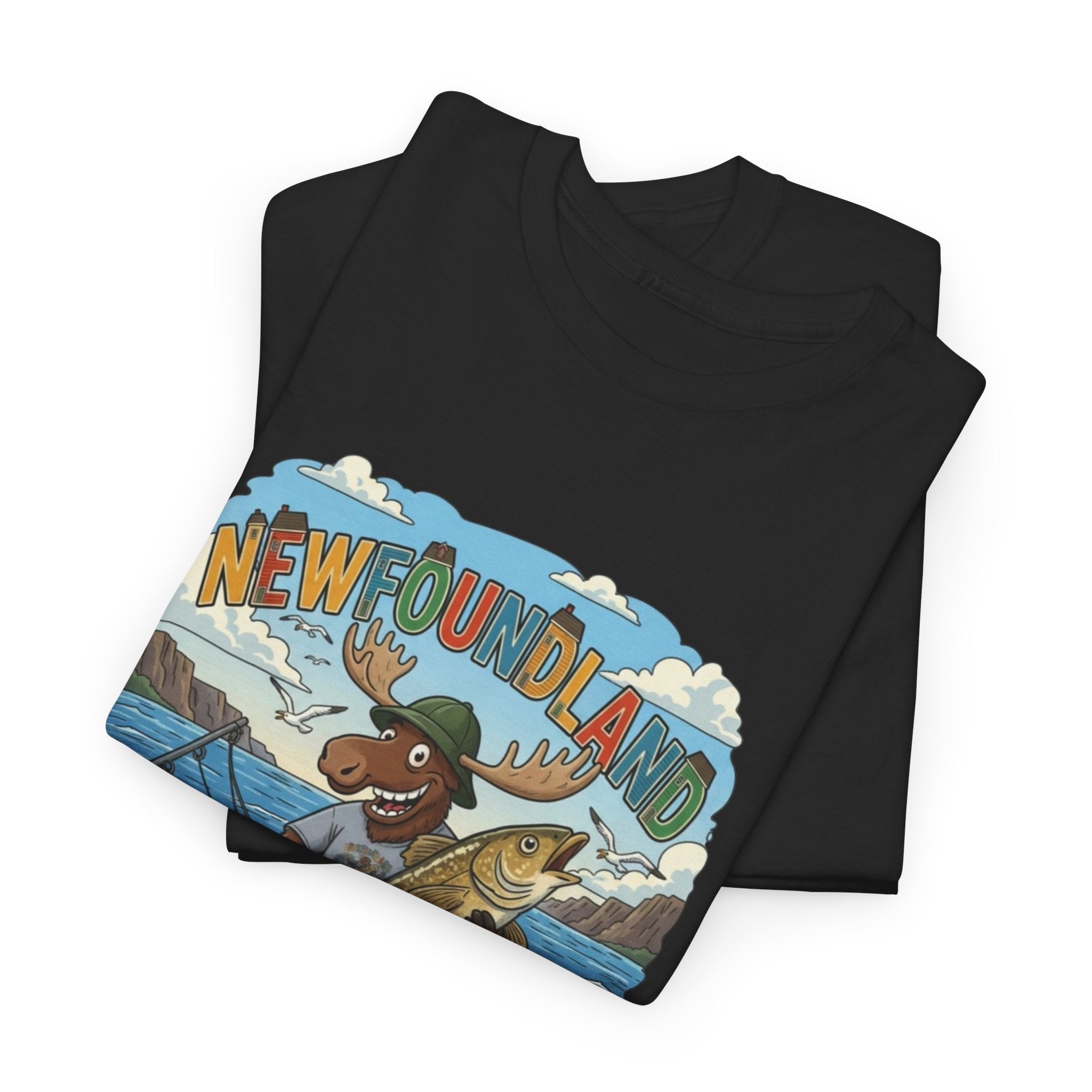 Newfoundland Fishing Moose Tee – Unisex Graphic ShirtEmber Spirit Apparel