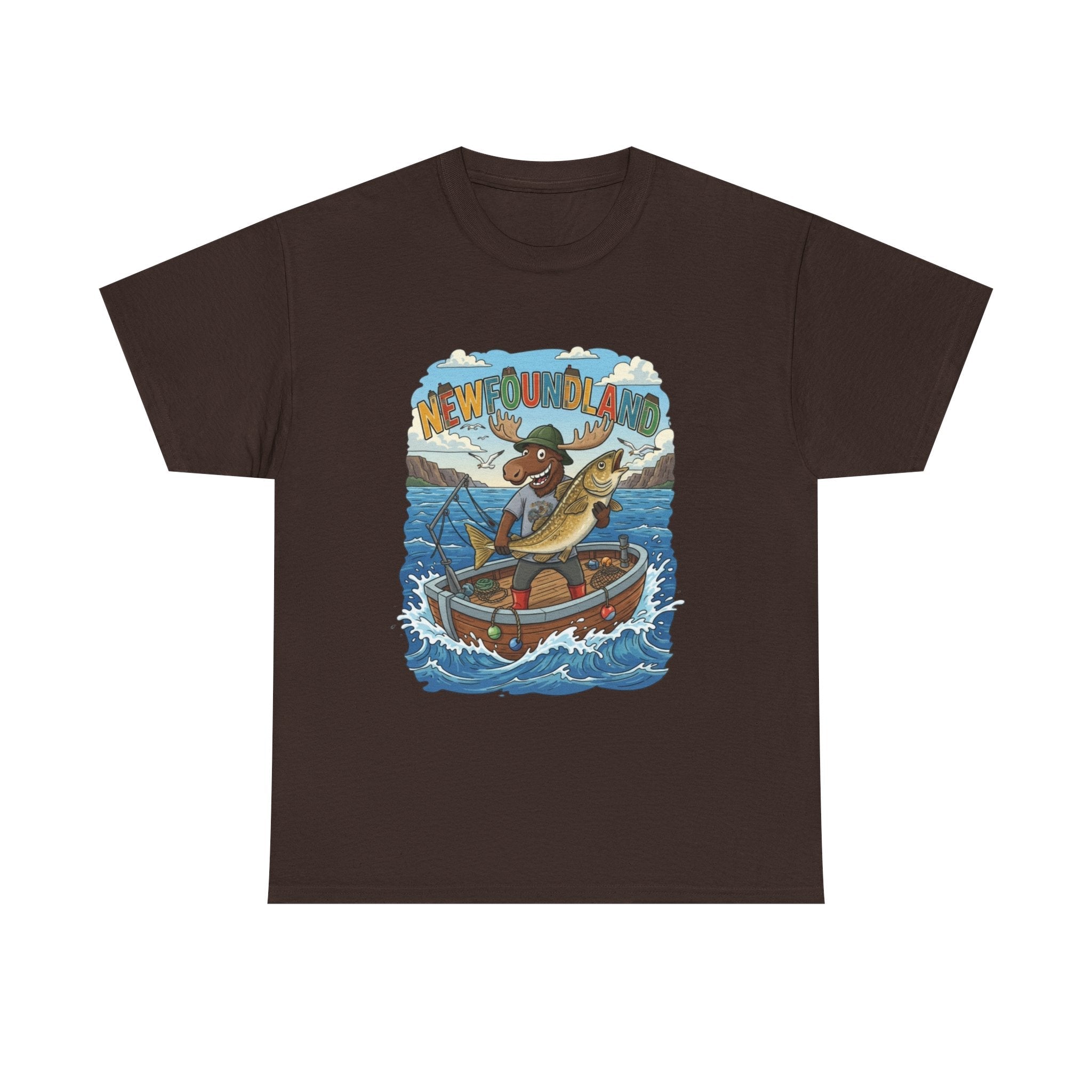 Newfoundland Fishing Moose Tee – Unisex Graphic ShirtEmber Spirit Apparel
